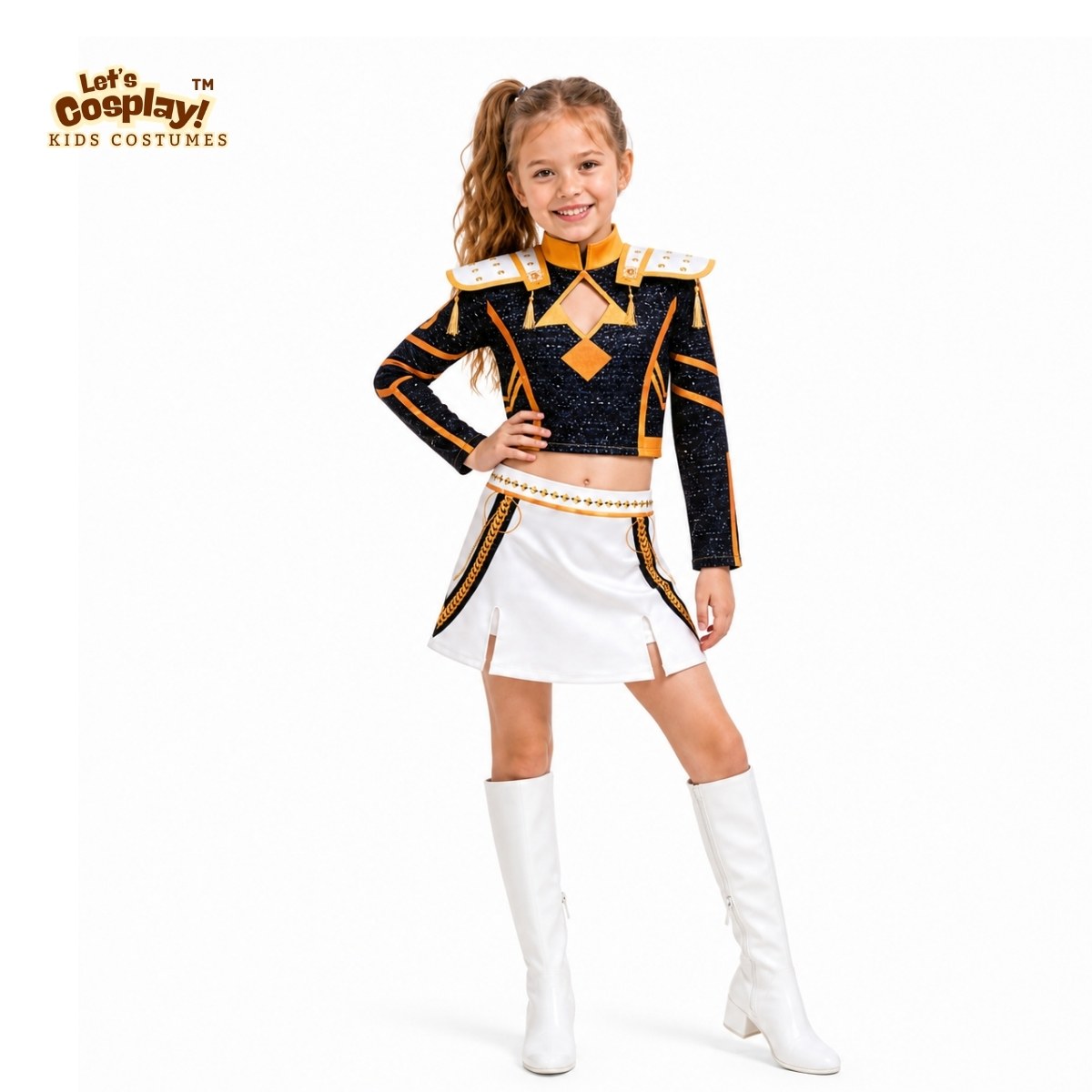 Demon hunters costume kid Zoey 黑金 Cosplay服裝 女童Kpop舞台表演角色造型套裝 Lets Cosplay cos1153