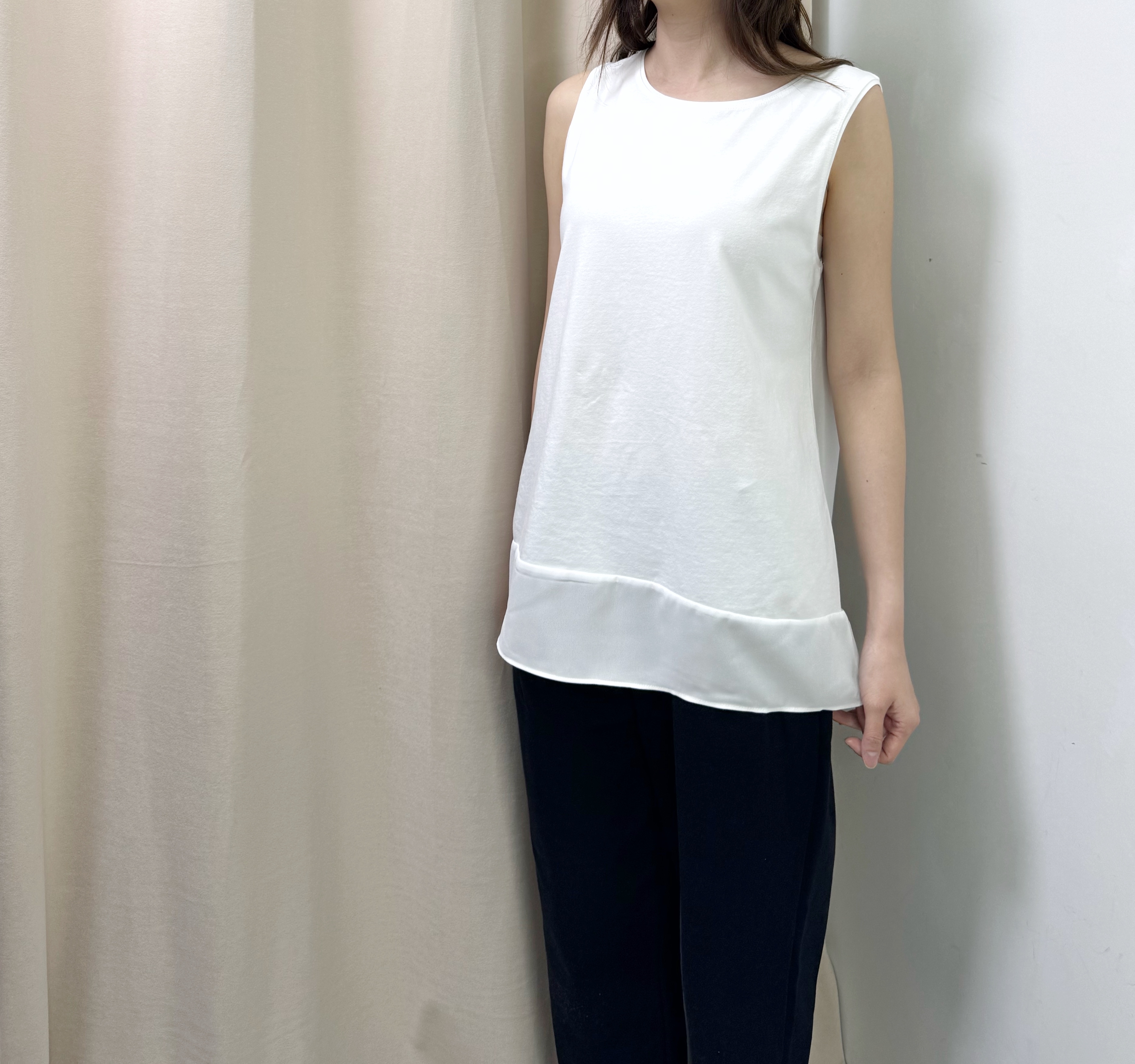 拼雪紡下襬背心（4色）