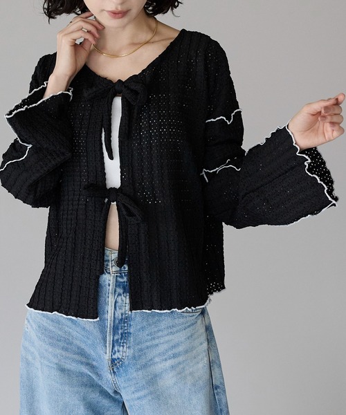 double ribbon 木耳邊外套