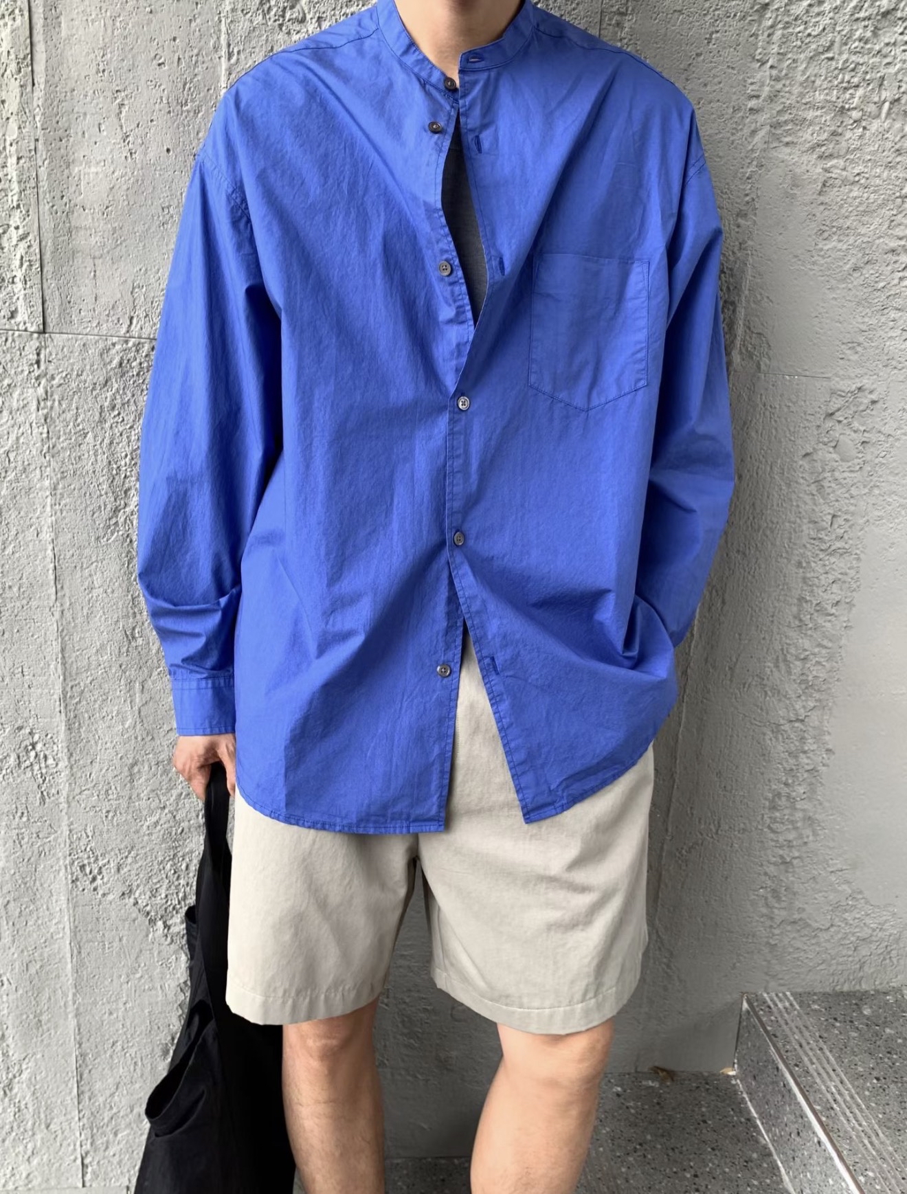 Mandarin collar oversized shirt #sh17