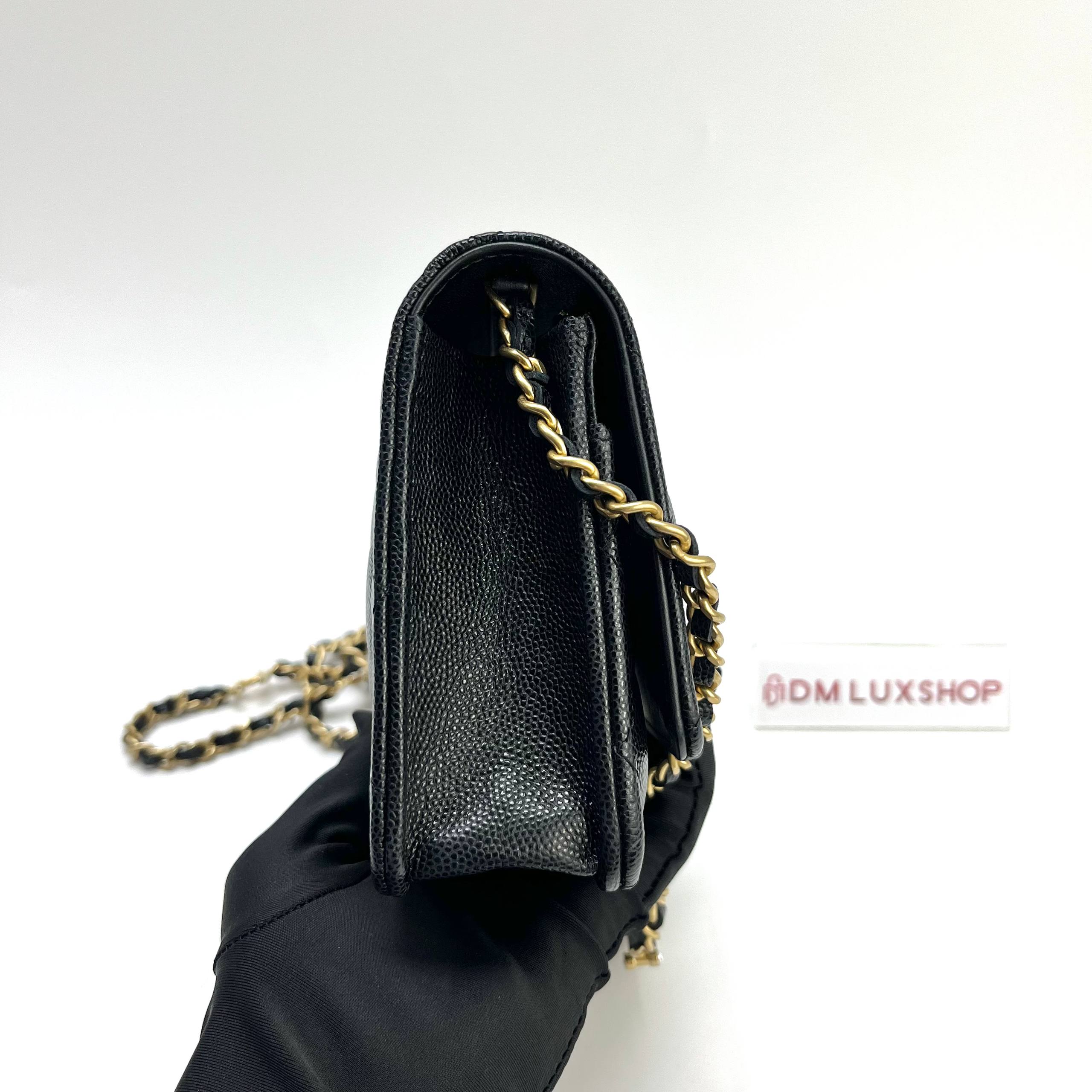 Chanel 24C Black Caviar WOC GHW (Microchip)