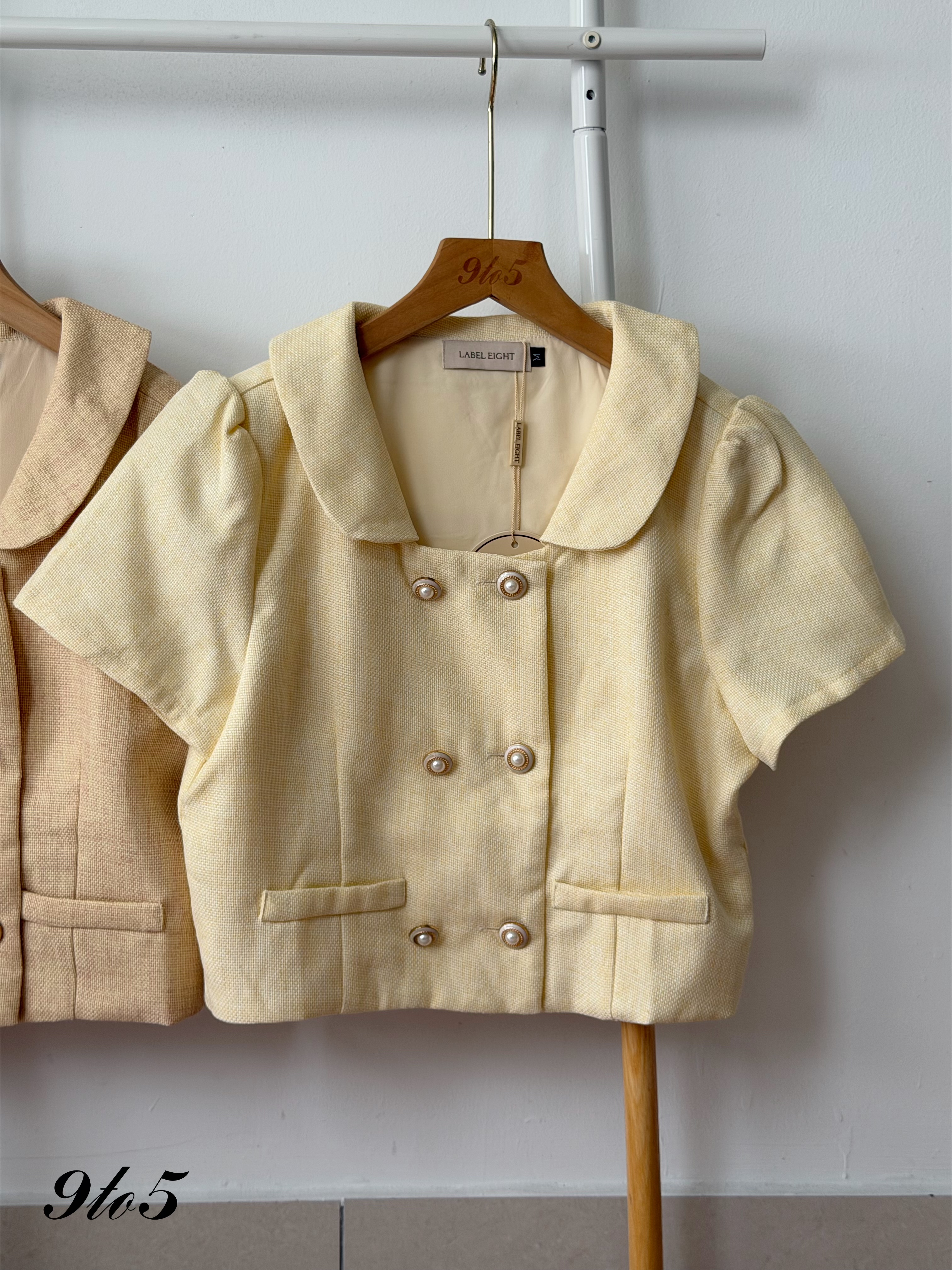 T4529 Puff Sleeve Tweed Blouse - 3 Colors 