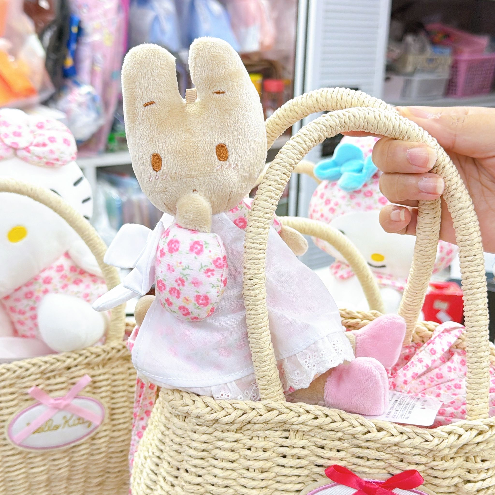 日本直送日本限定版Sanrio Melody Kitty Marron cream兔新款手提藤籃連公仔套裝