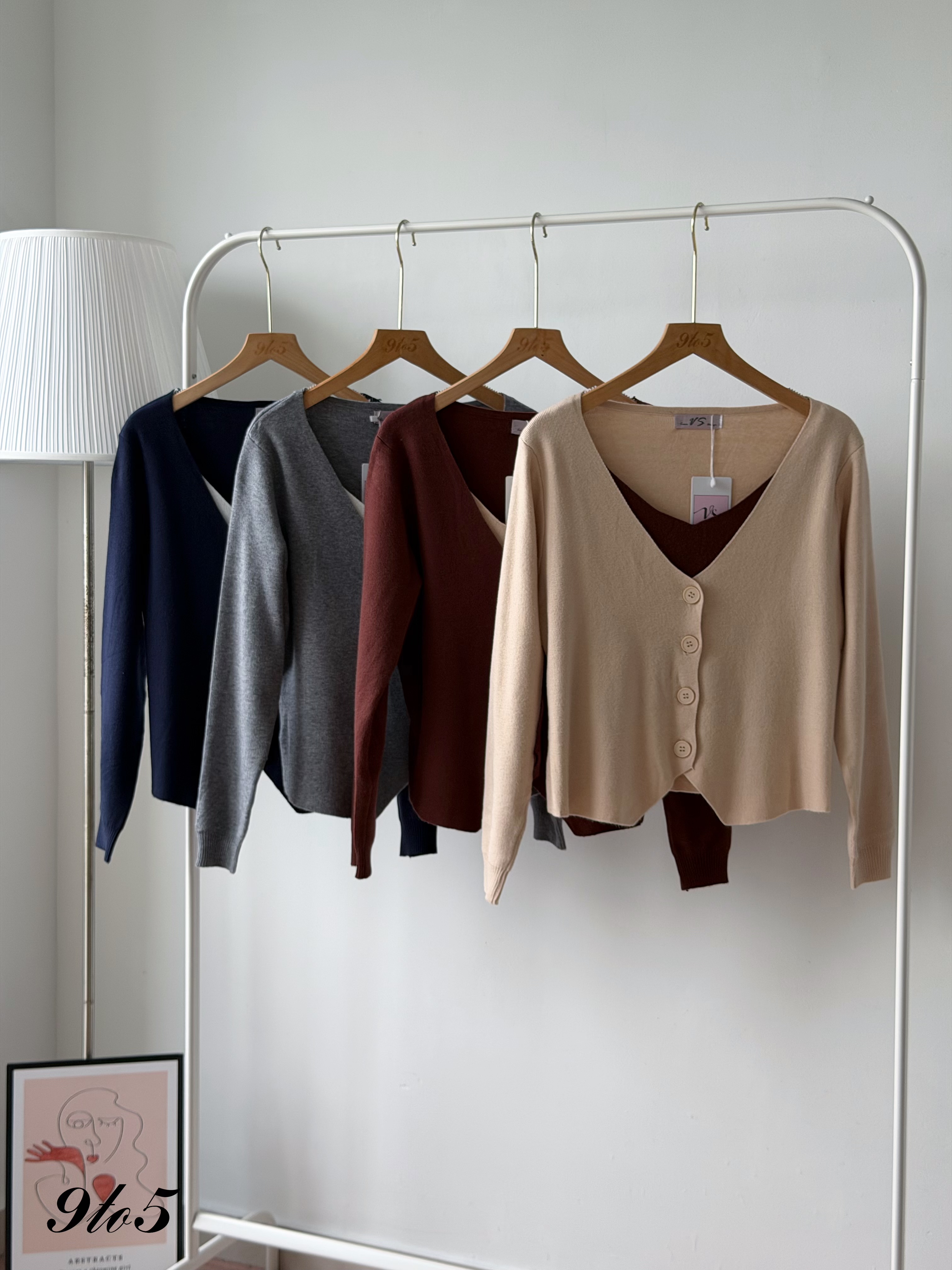 T4539 Fake Two-Pieces Knit Top - 4 Colors 