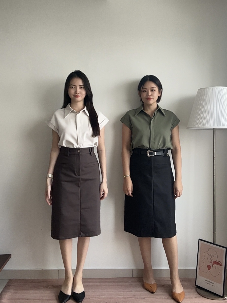 S1985 Midi Straight Skirt - 3 Colors 