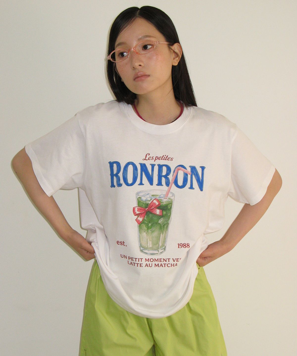 🇰🇷訂購｜ronron 26SS｜RIBBON MATCHA BASIC FIT T SHIRT 2色 