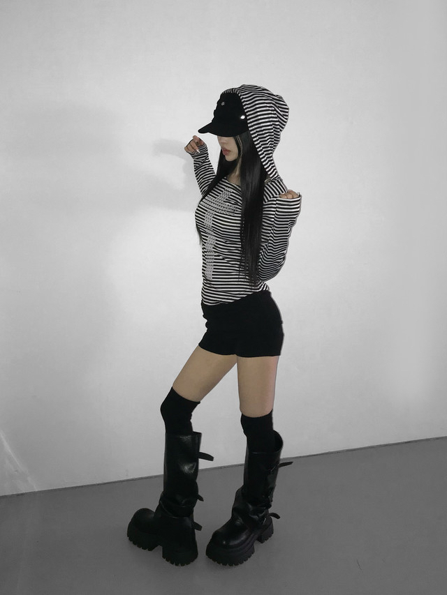 Studded Cross Striped Top