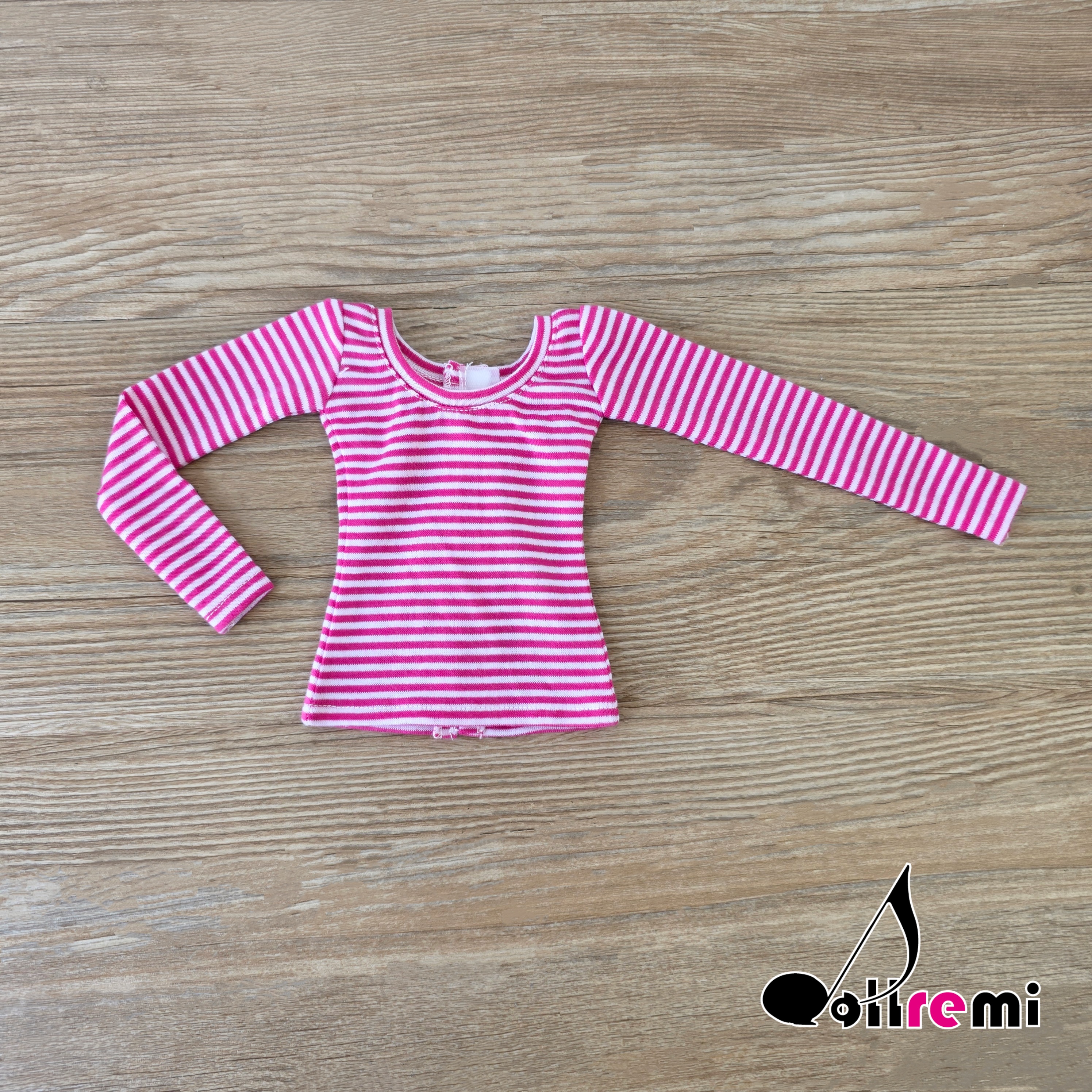 【dollremi】(DD0896D) 粉紅色長袖條子圓領T恤 Pink Long sleeved round neck striped T-shirt