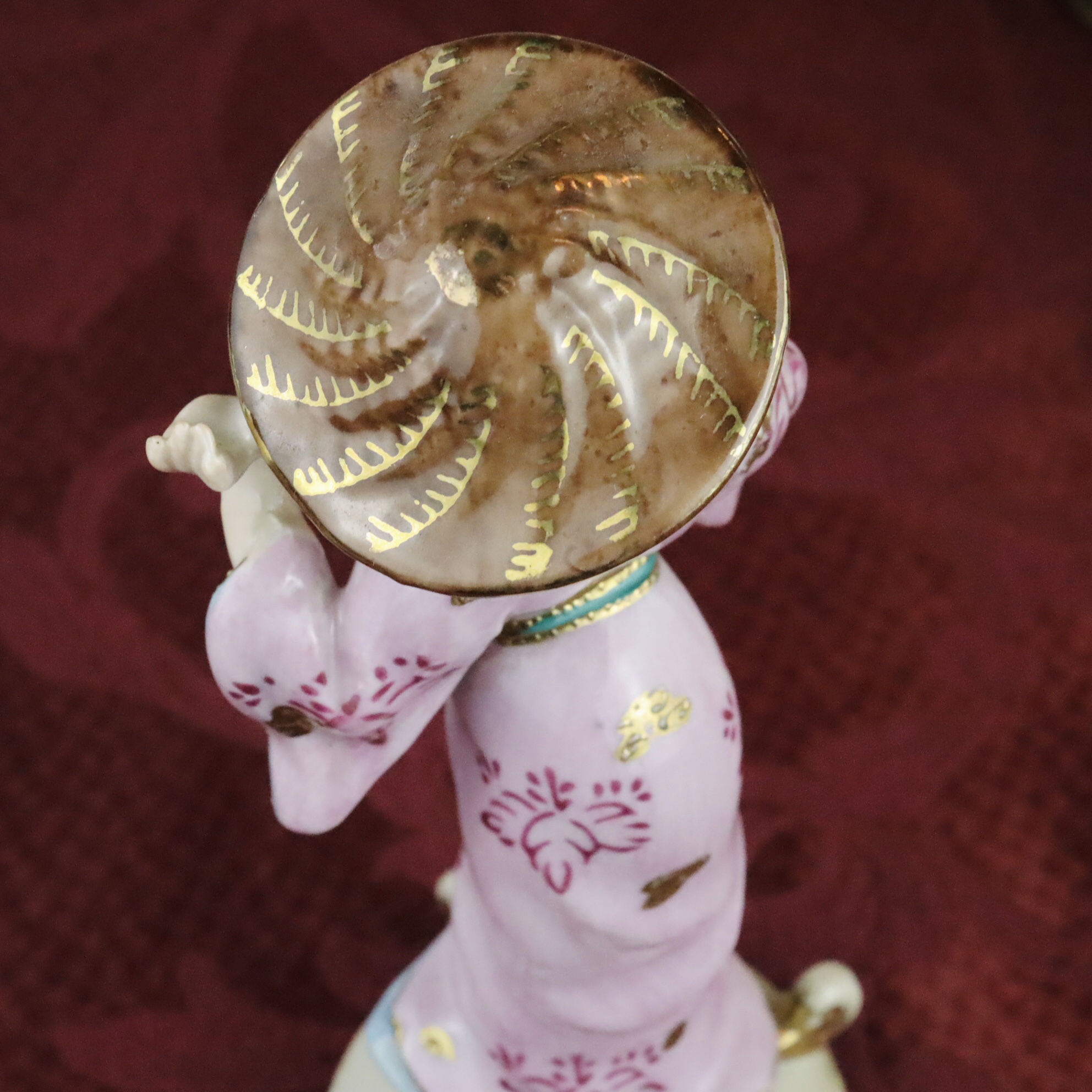 RARE! 1945-1951 Made in Occupied Japan Hand-painted Oriental Lady Wearing Sun Hat Lady Porcelain Doll /Porcelain Figurine (MT1667)
