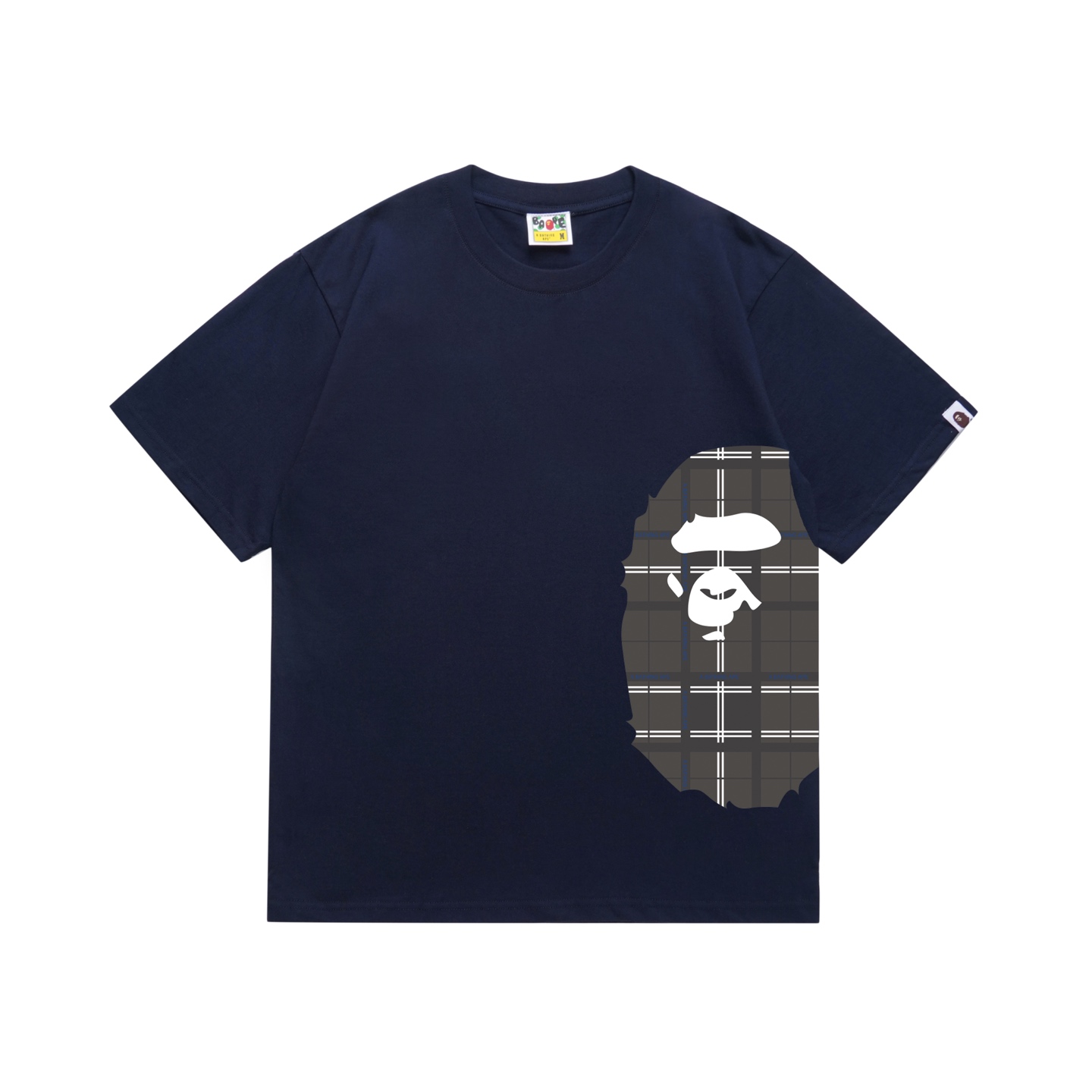 Bape Logo Check Side Big Ape Head Tee