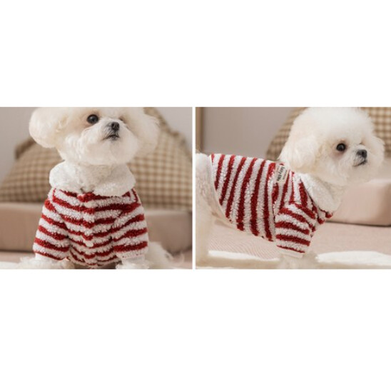 寵物加絨保暖衣 立體耳朵款 秋冬 貓狗通用－紅色搖粒絨