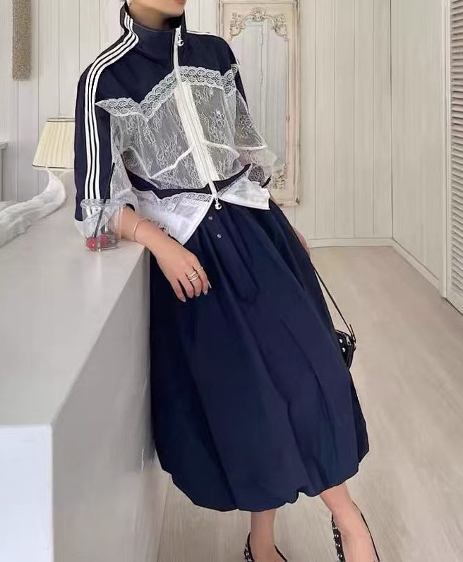雙拉錬拼料lace Jk 