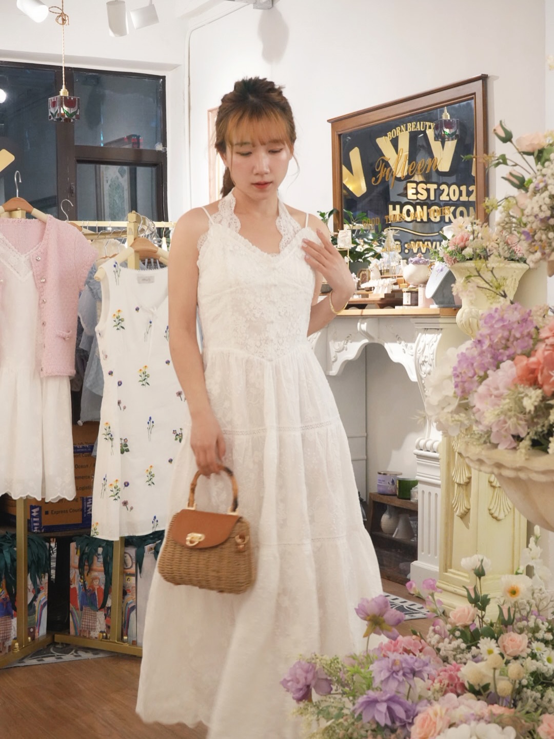 高質刺繡吊帶裙