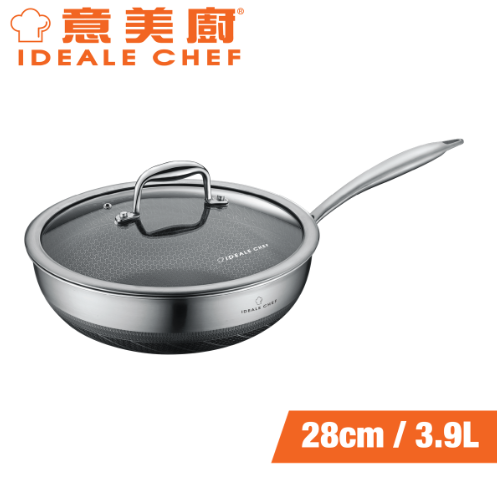 IC90128W/單柄深煎鍋連玻璃蓋28*9cm/3.9L