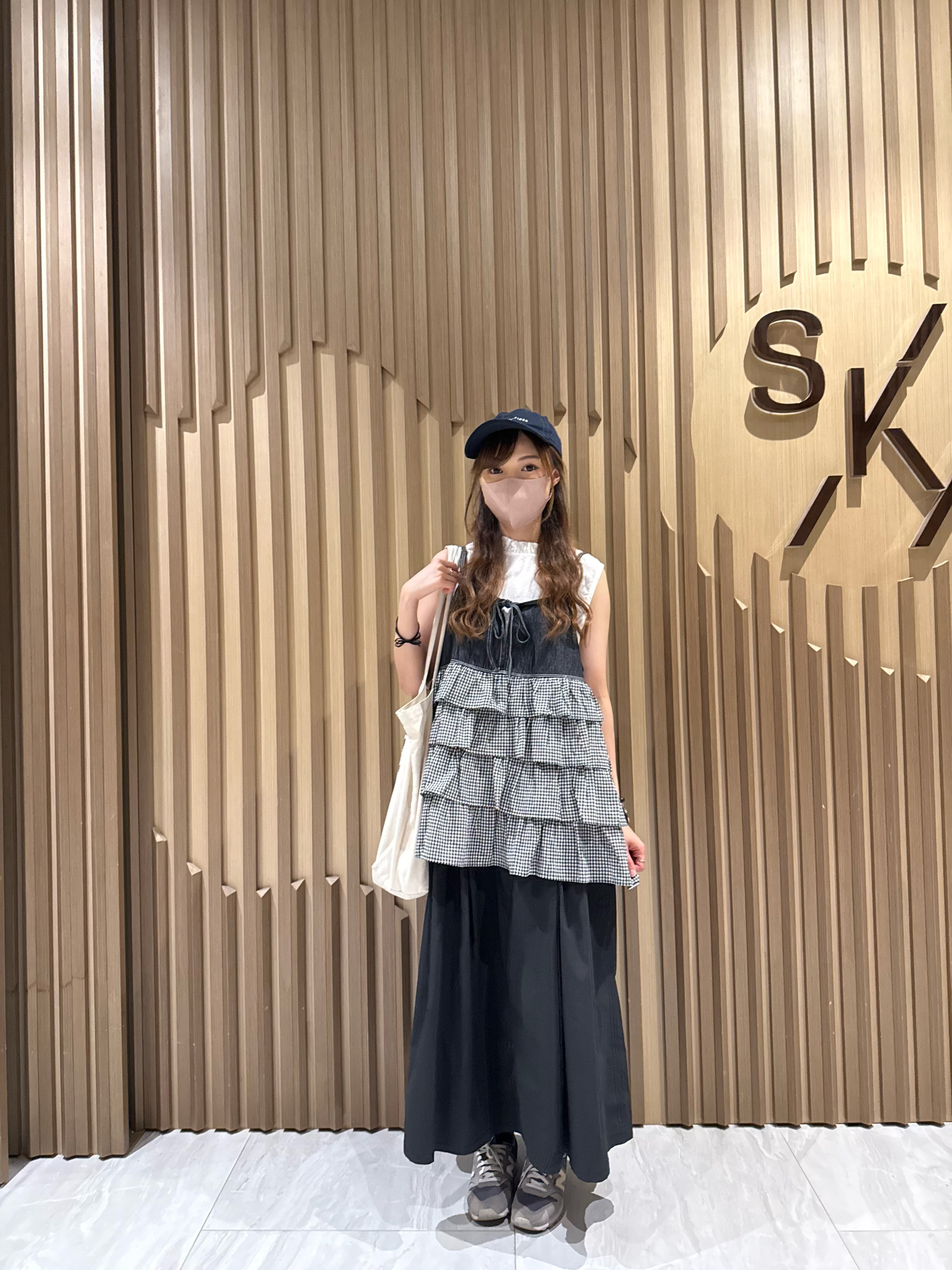 格仔拼牛布吊帶