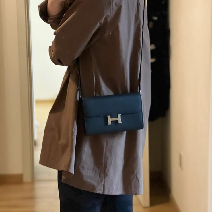 HERMES 🤍PRE OWNED Constance To Go 深藍色銀扣 Y Stamp 全套有盒💙