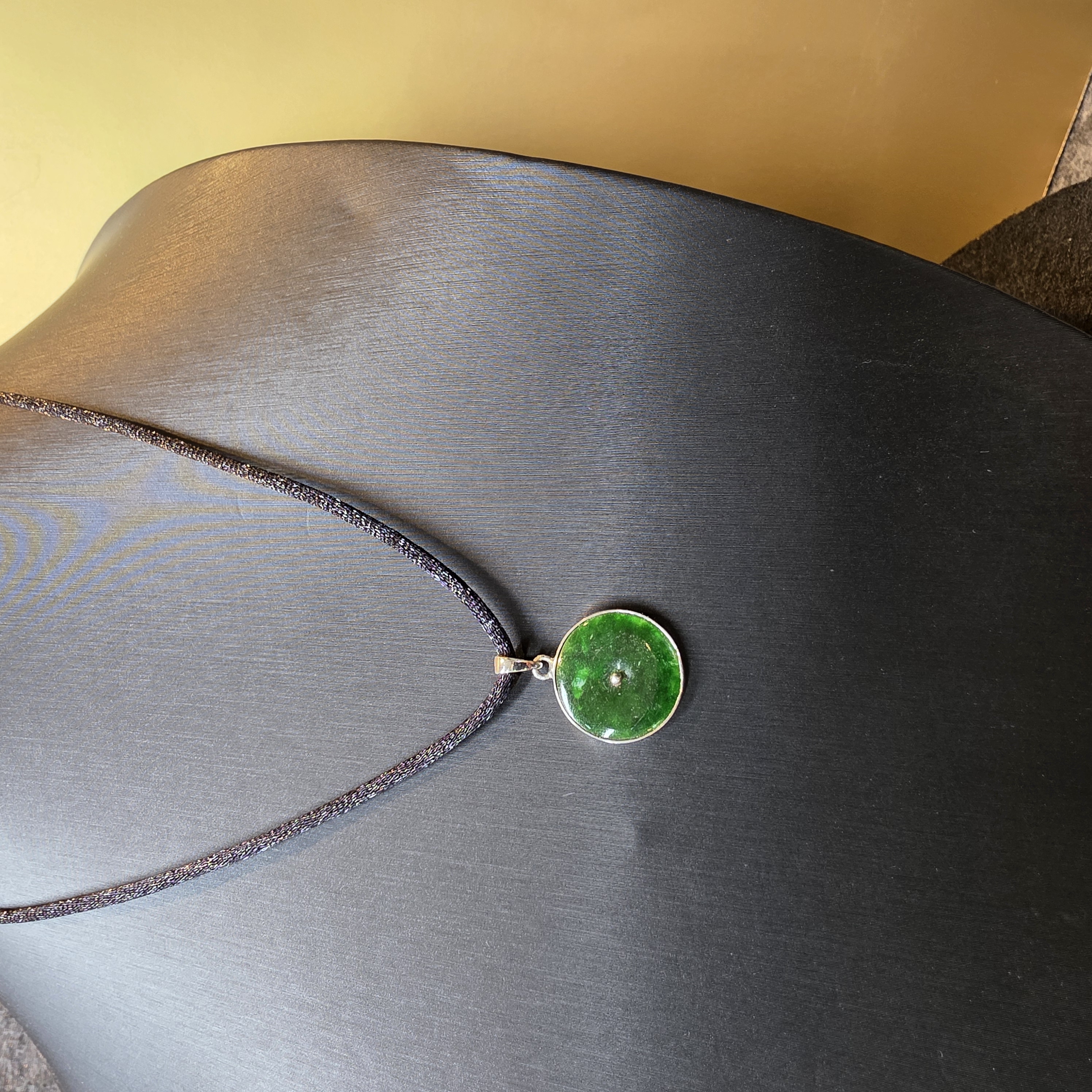 緬甸玉平安扣925銀吊墜