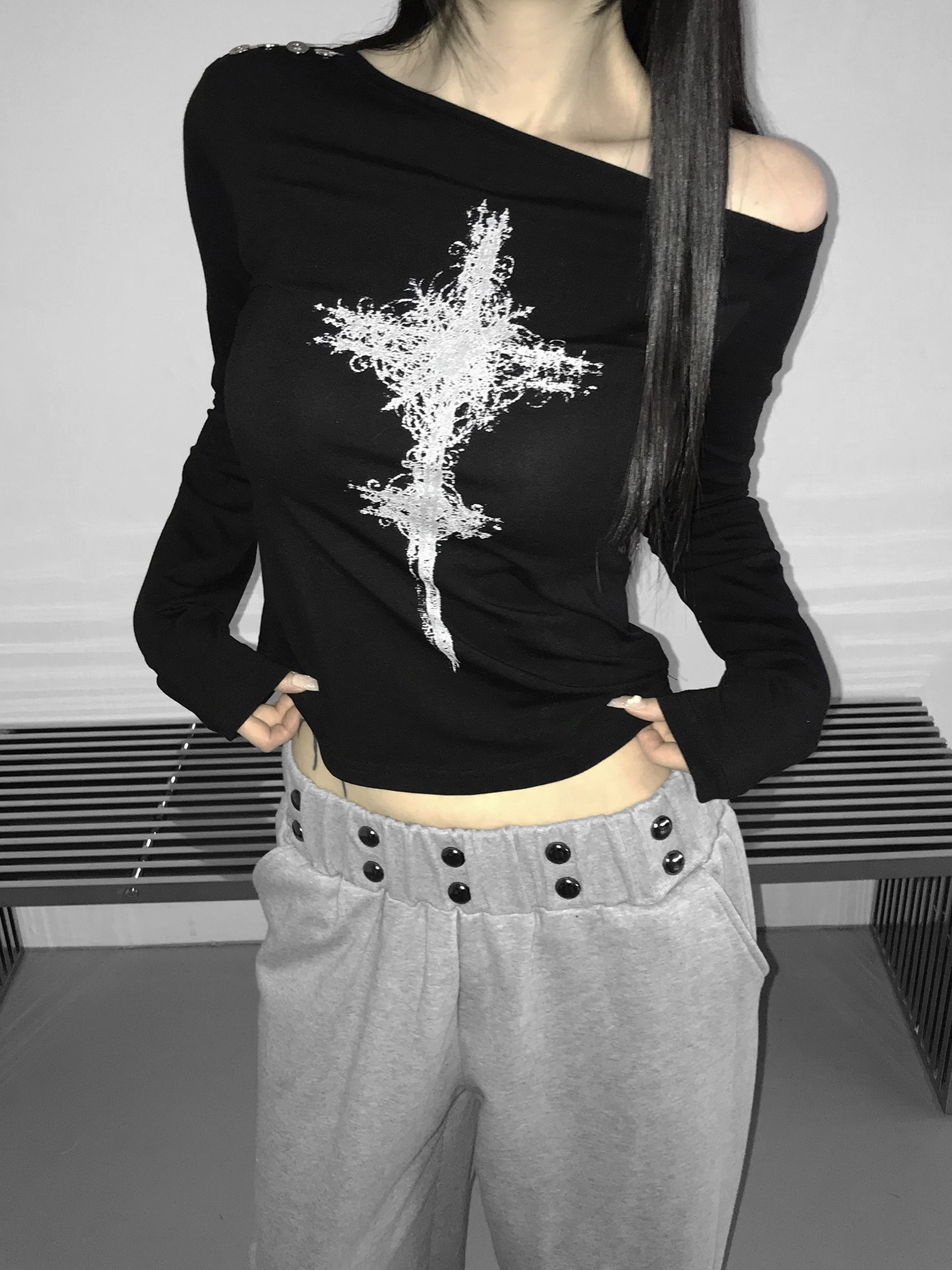 Asymmetric Gothic Cross Long Sleeve
