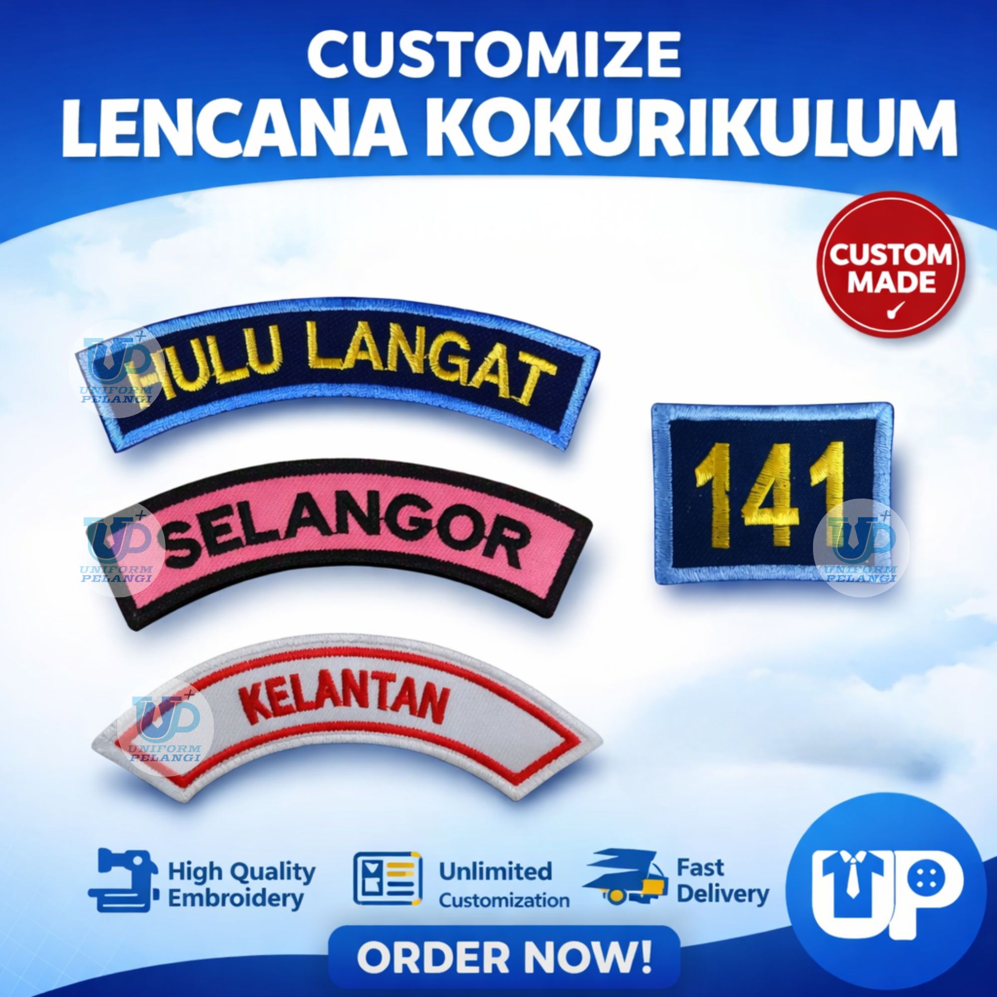 Preorder Customize (NO COD) Lencana Kokurikulum Nombor Kumpulan Pengakap / Negeri Kadet Persatuan BSMM Puteri Islam