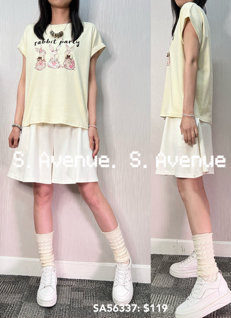 SA56337: 短袖三隻兔兔tee
