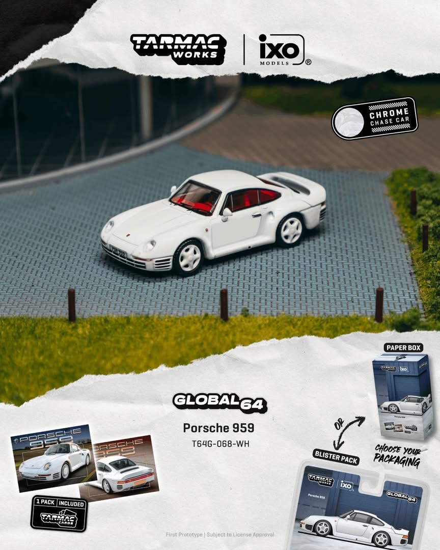（預訂 Pre Order) Tarmac Works  ( T64G-068-WH ) Porsche 959 White