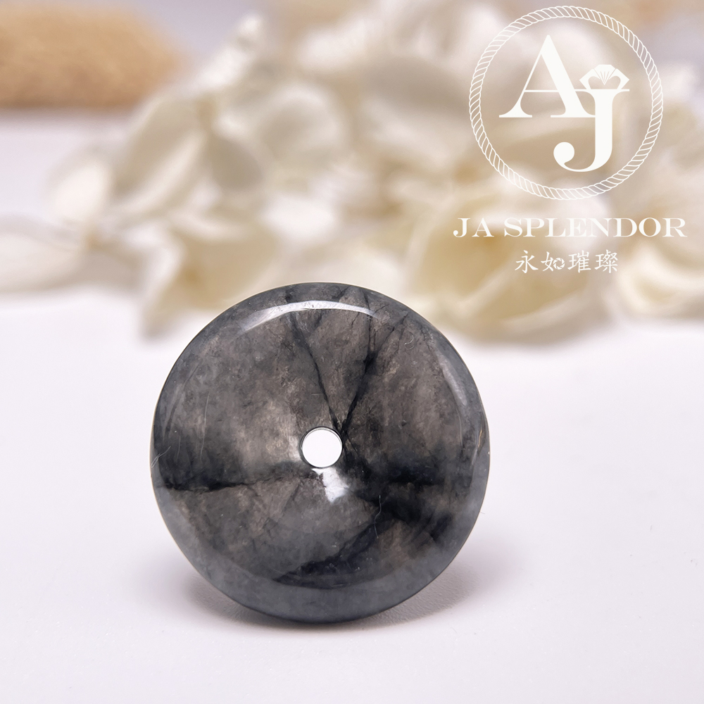 JN-400 天然翡翠A玉 冰烏鷄意境山水平安扣