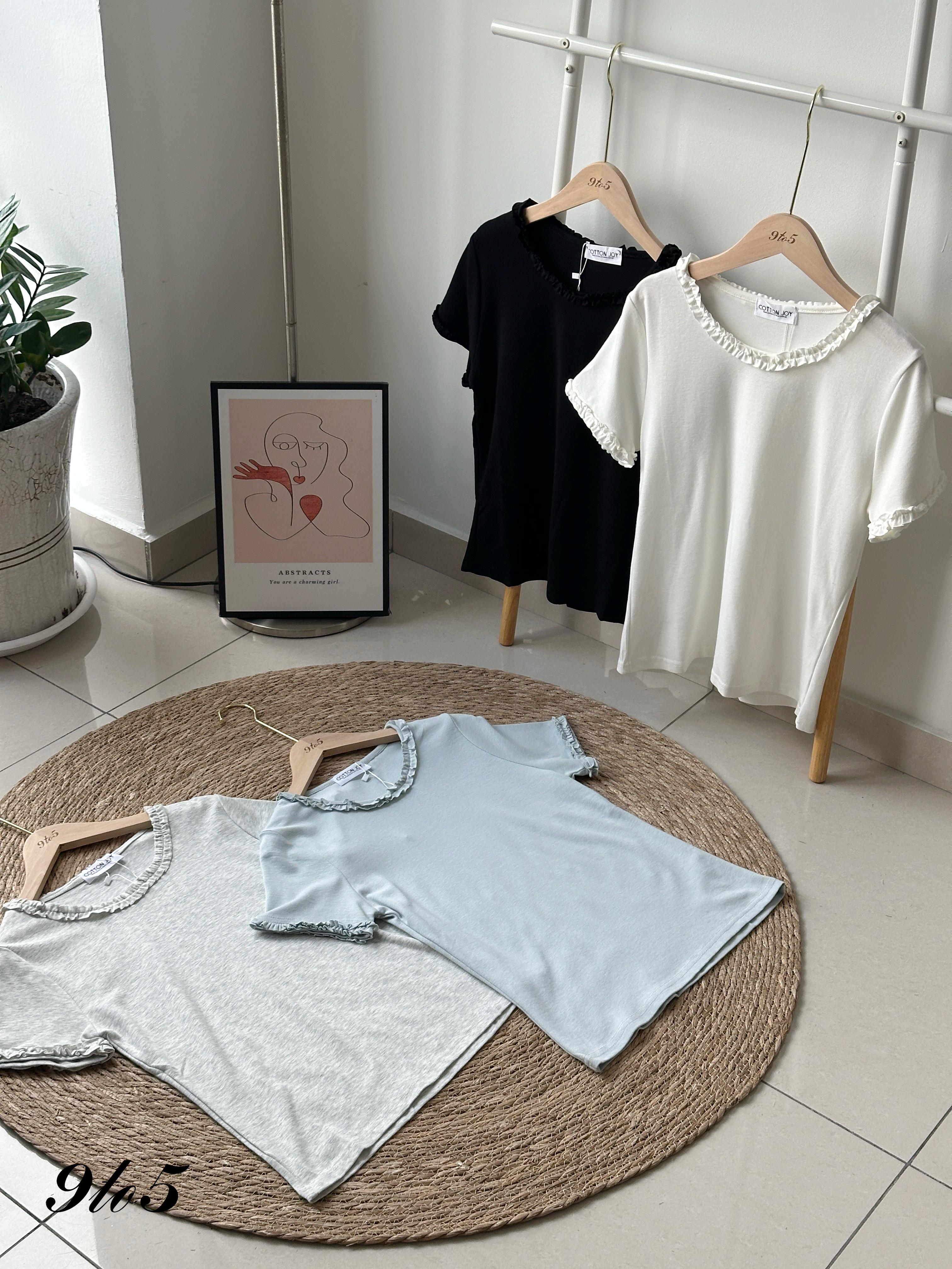 T4201 Ruffle Collar Tee - 4 Colors 