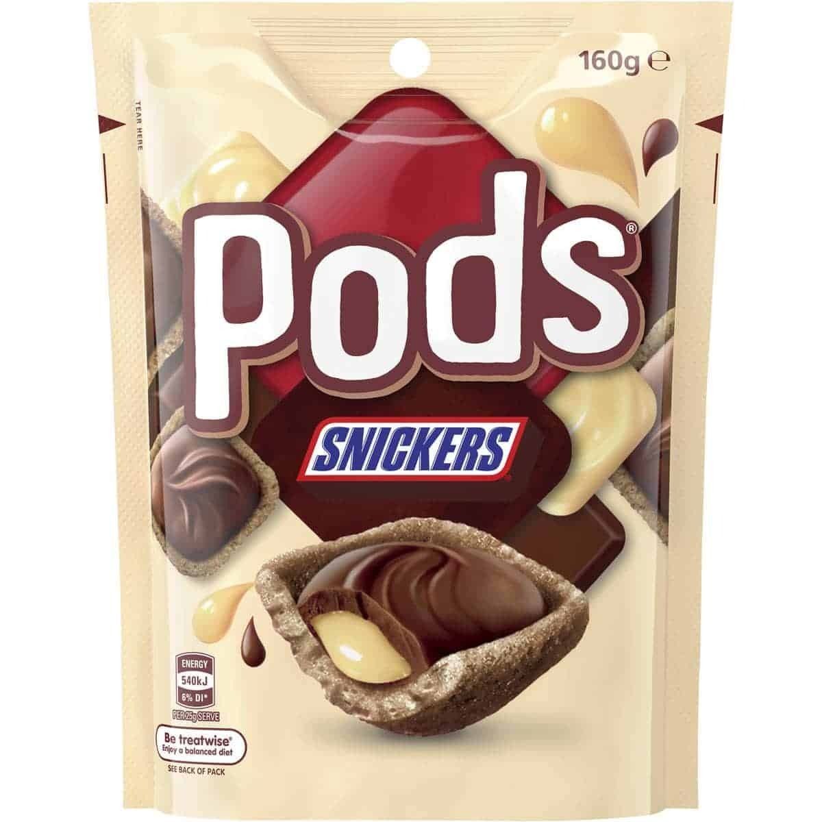 澳洲 Pods 朱古力脆脆 160g - C. Snickers 平行進口 此日期前: 08-09-2025