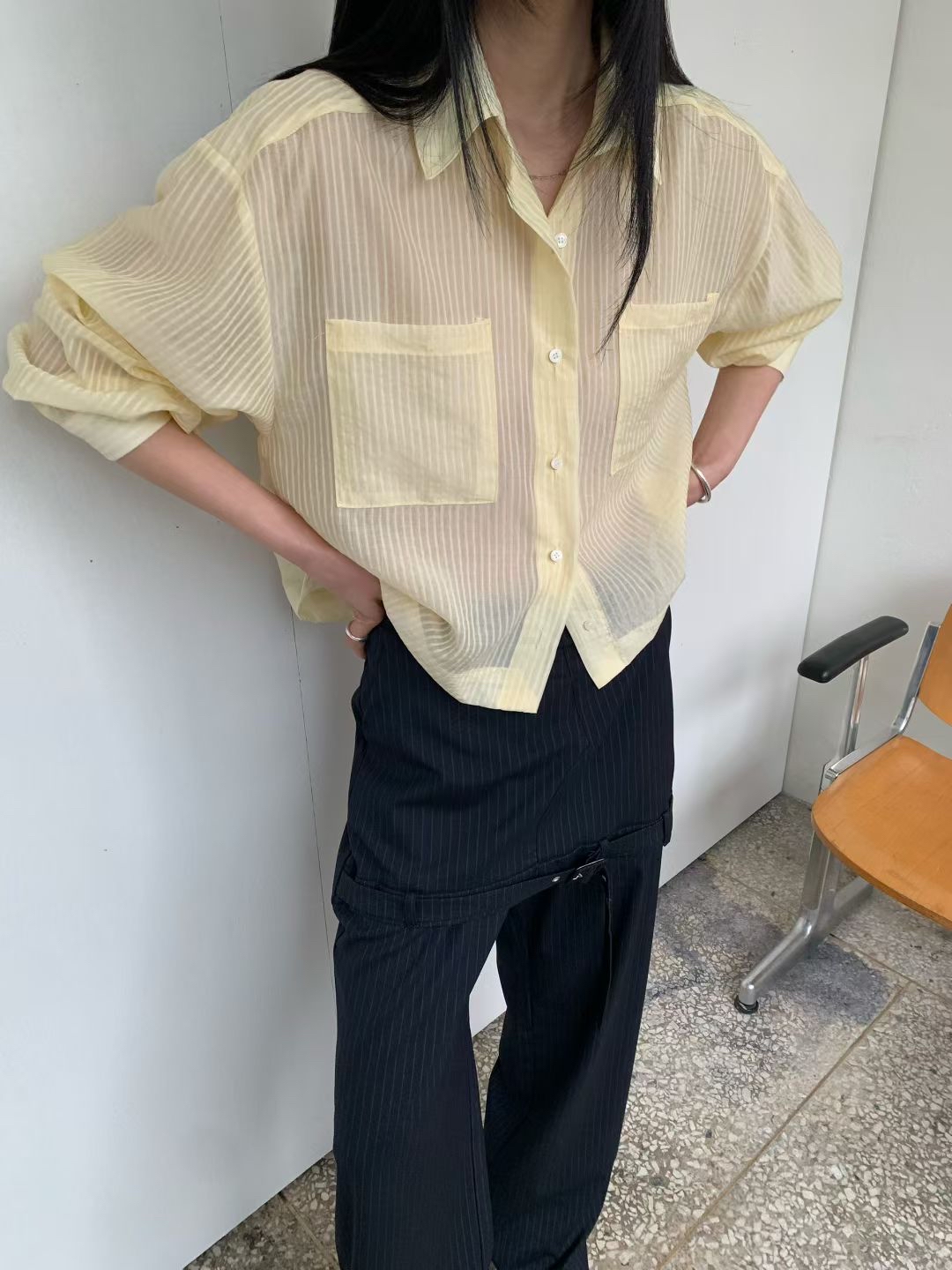 221293 Pocket 暗紋薄恤