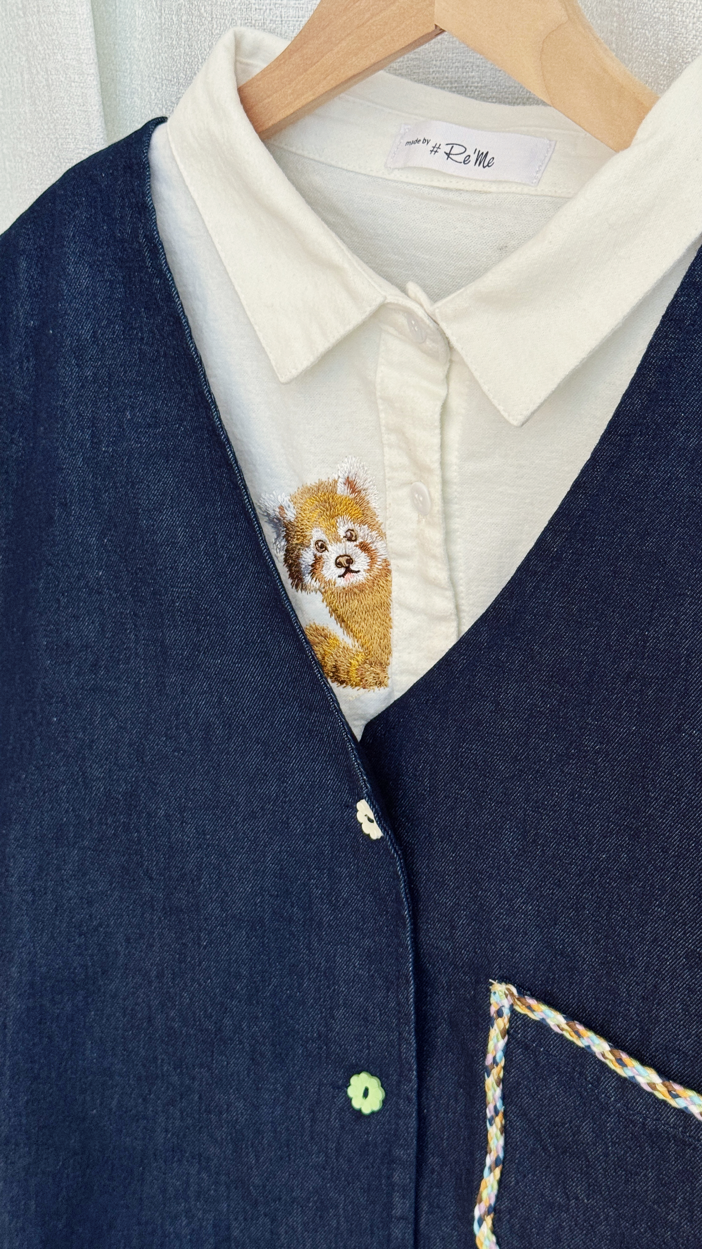 Beary Shy｜手作刺绣衬衫