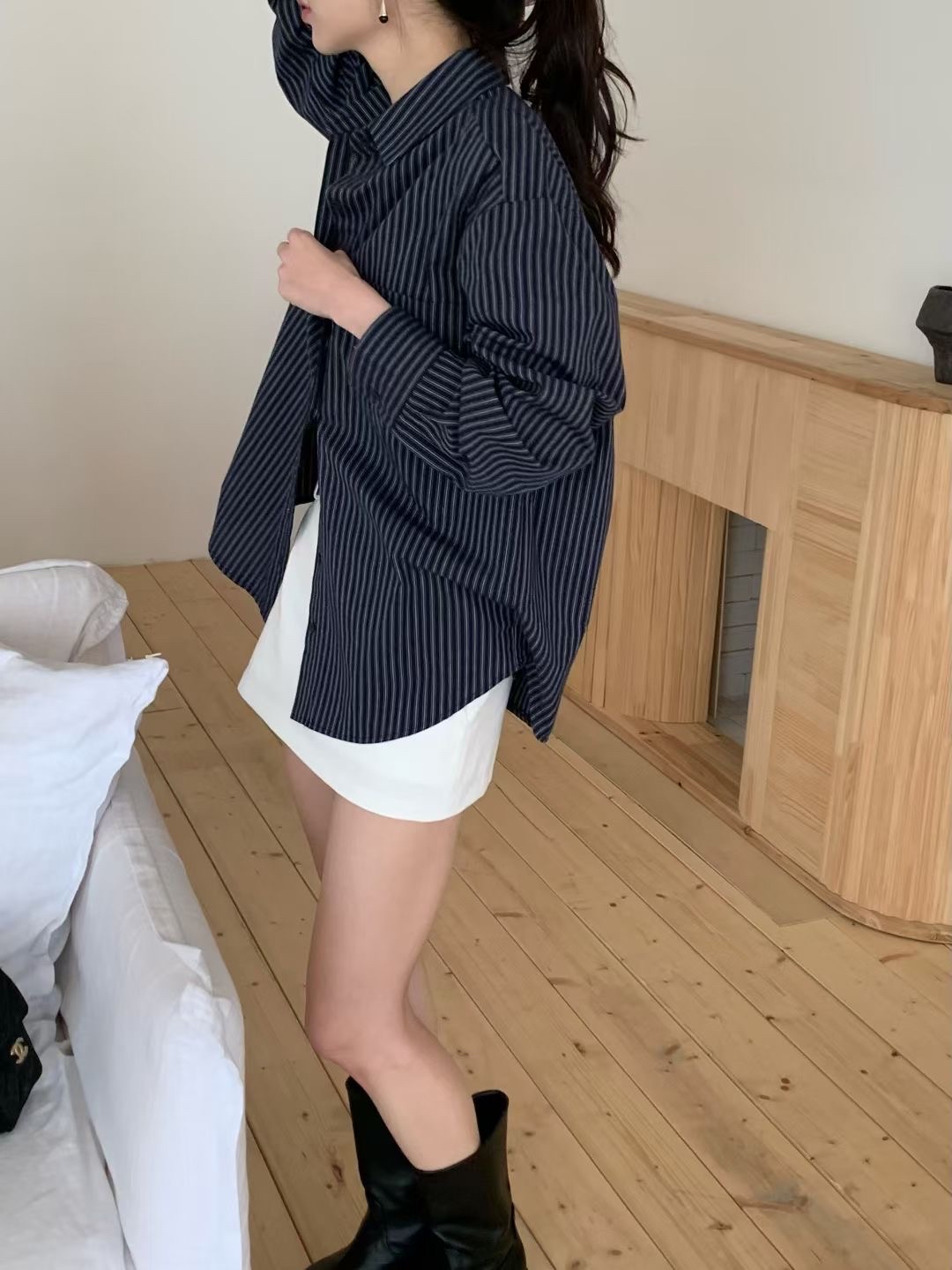 慵懶直條紋襯衫(兩色入)