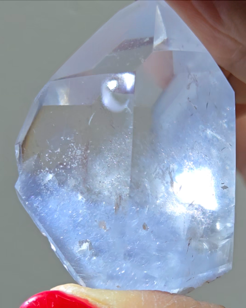Dumortierite point with baby blue fibrous needles - DM37