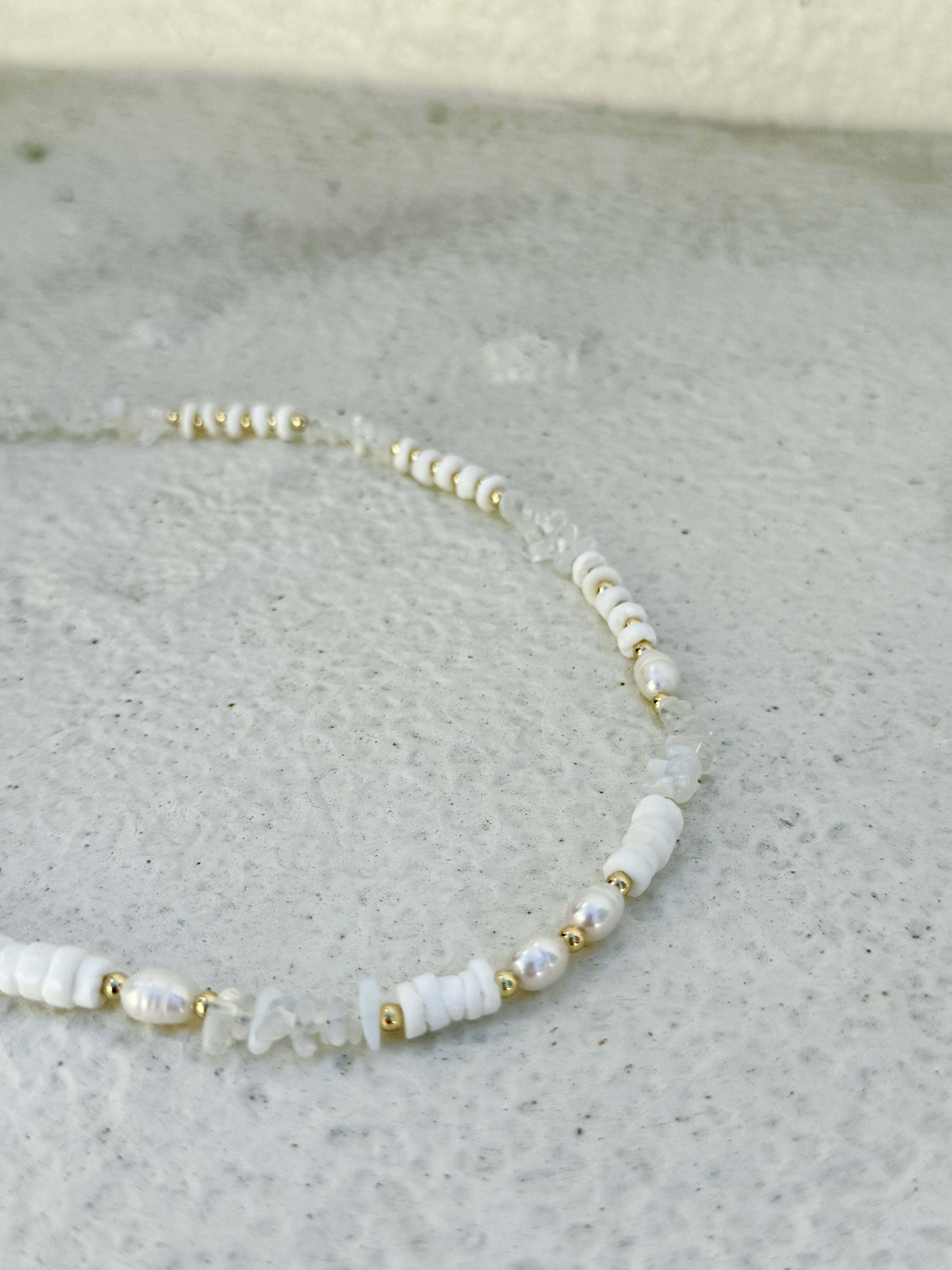 White stone stainless necklace