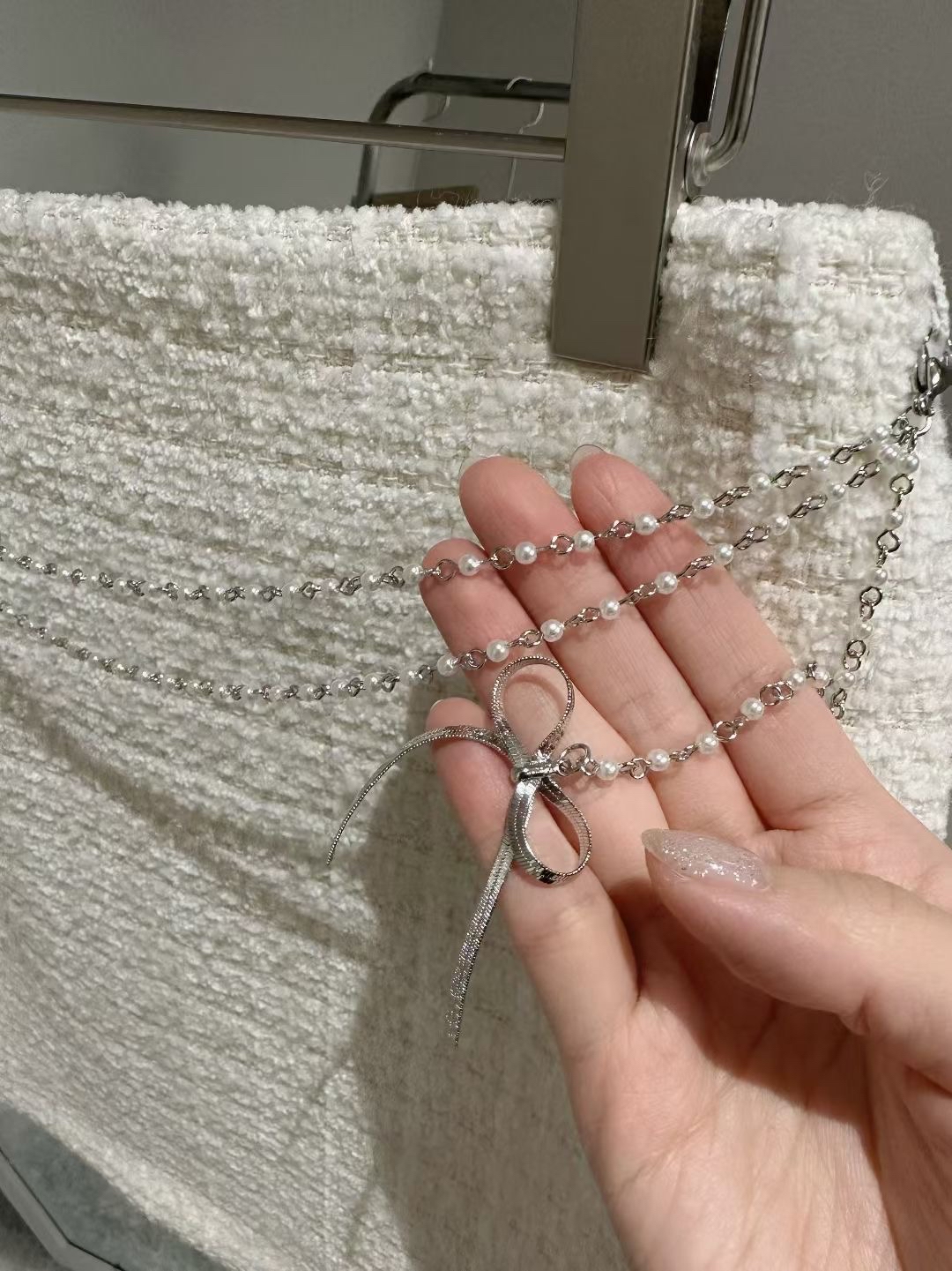 【 Goodbye Winter🎀韓系精緻女孩！Tweed編織連鏈微包臀裙🤍 】Tweed with Ribbon Skirt