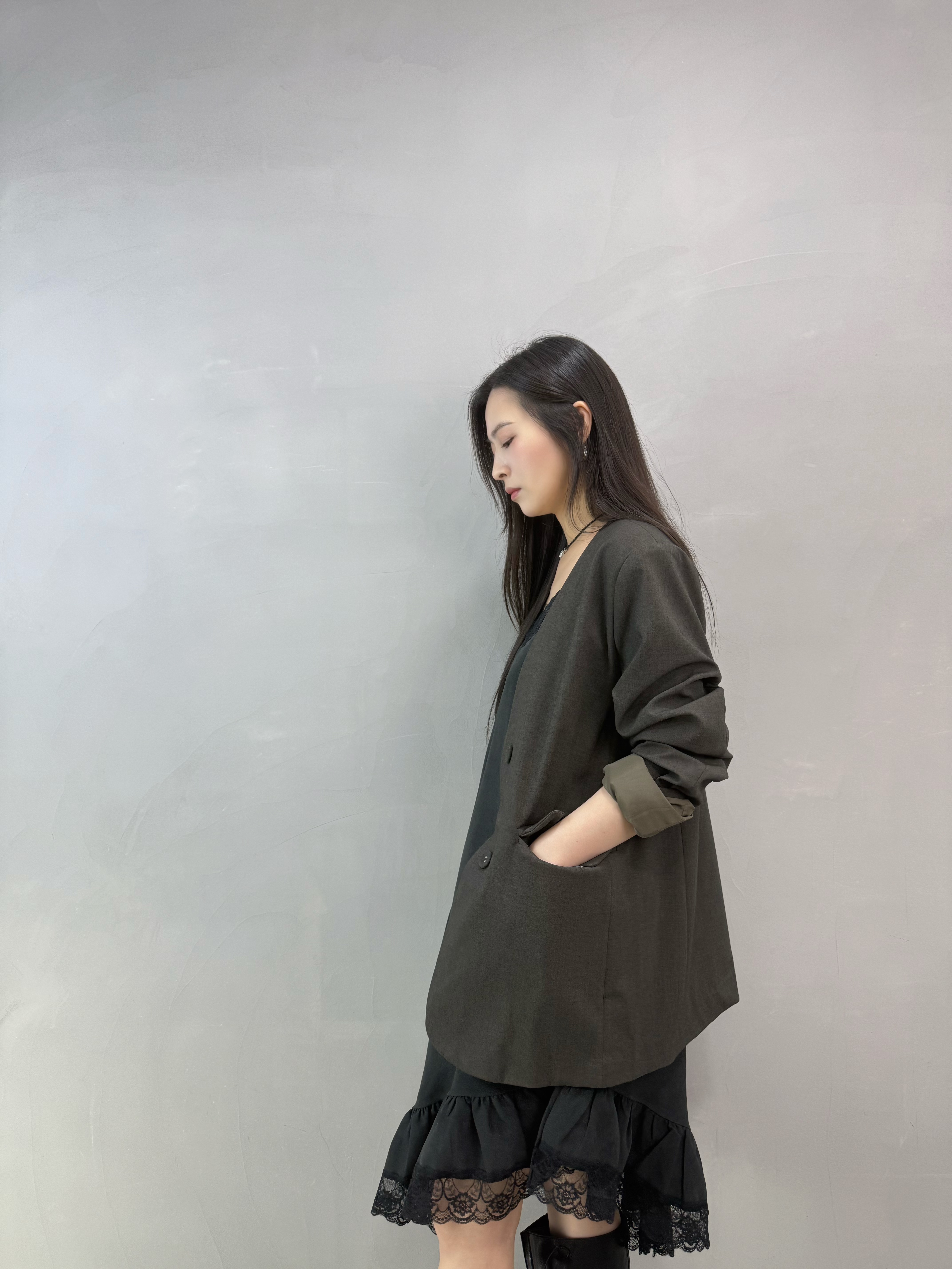 I21 無領西裝褸