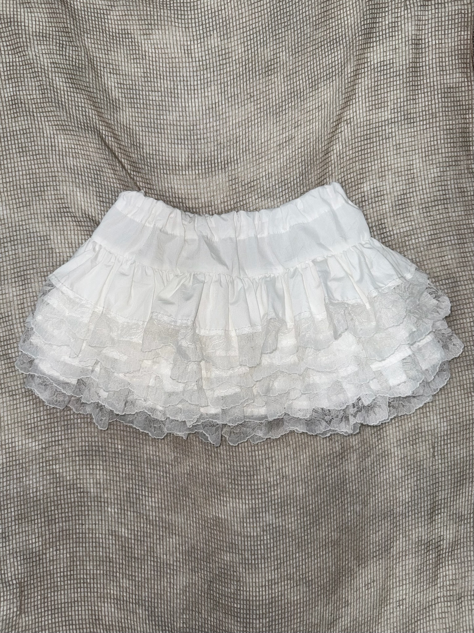 Multi-Layered Ruffle Mini Skirt with Lace Trim