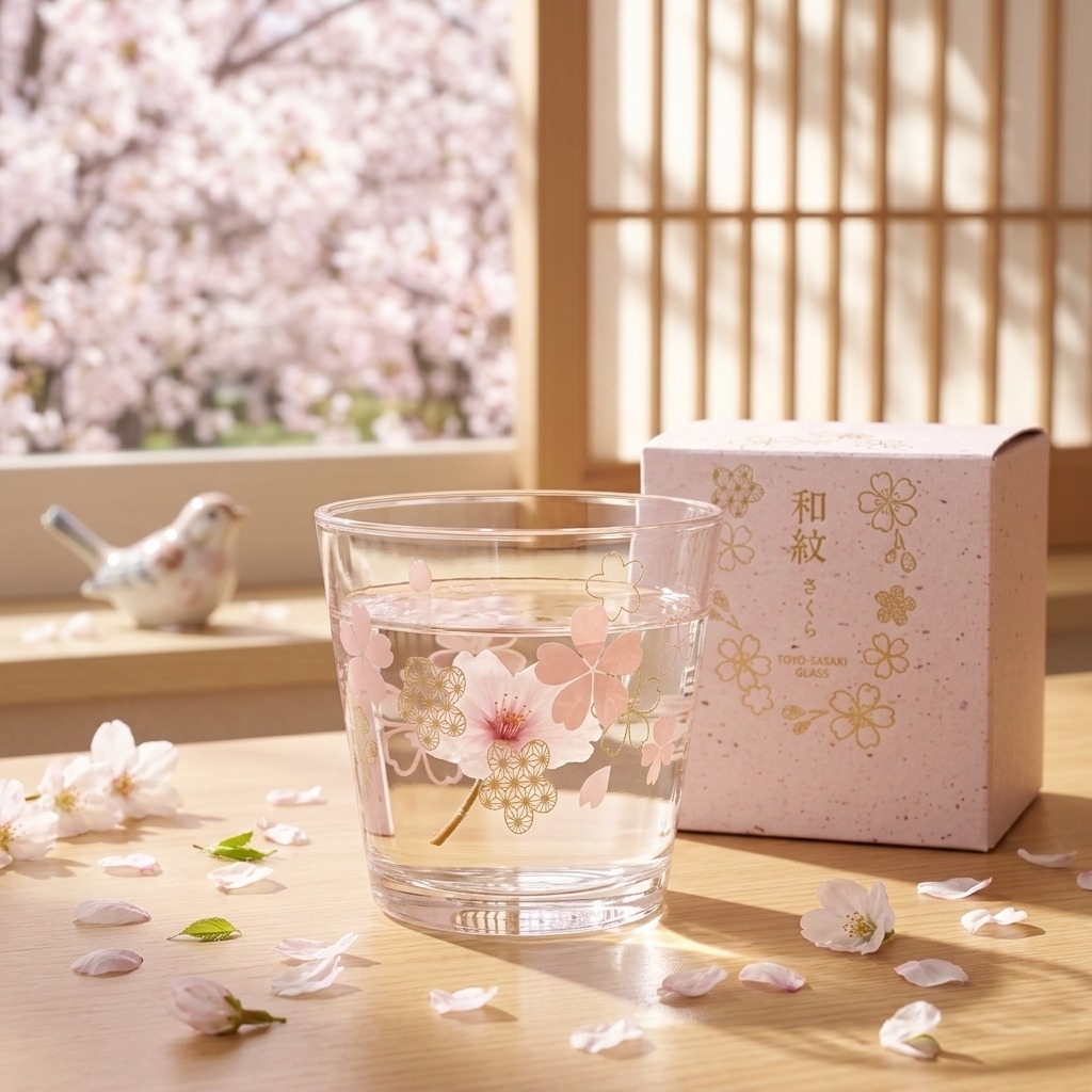 🌸【日本製】東洋佐佐木麻葉櫻花和紋晶透強化玻璃杯
