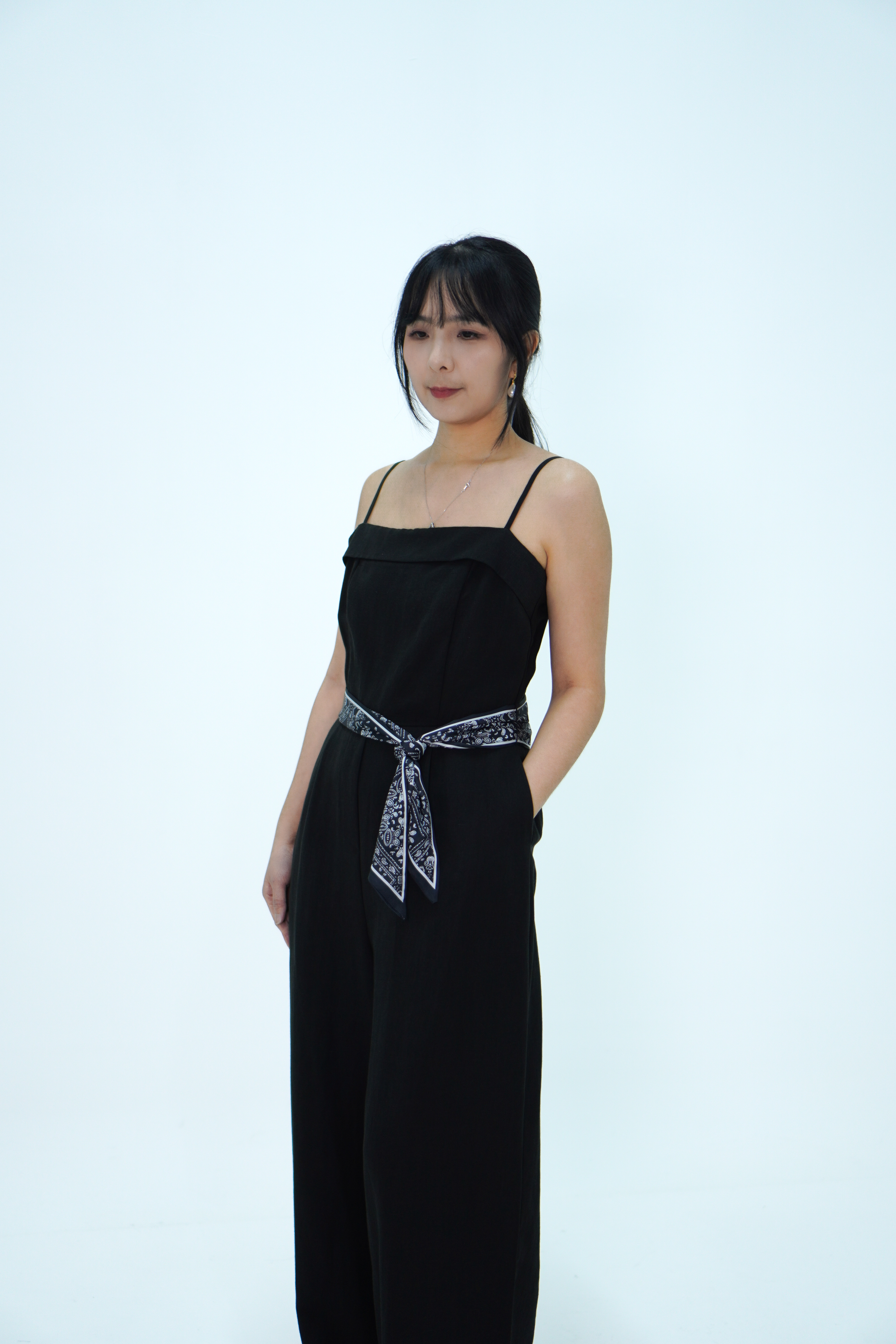 棉麻吊带连体裤