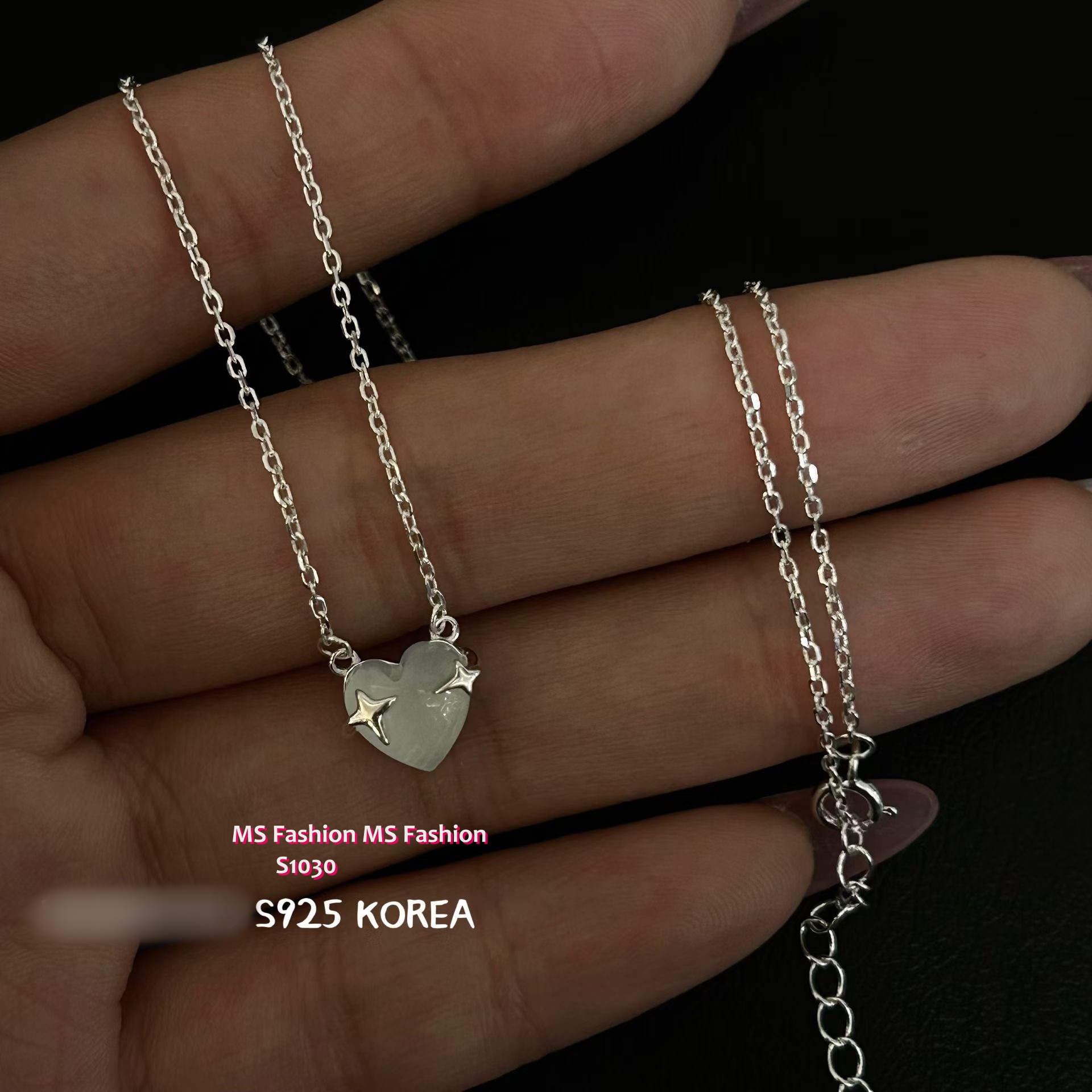 S1030 韓國🇰🇷S925純銀星星愛心頸鏈