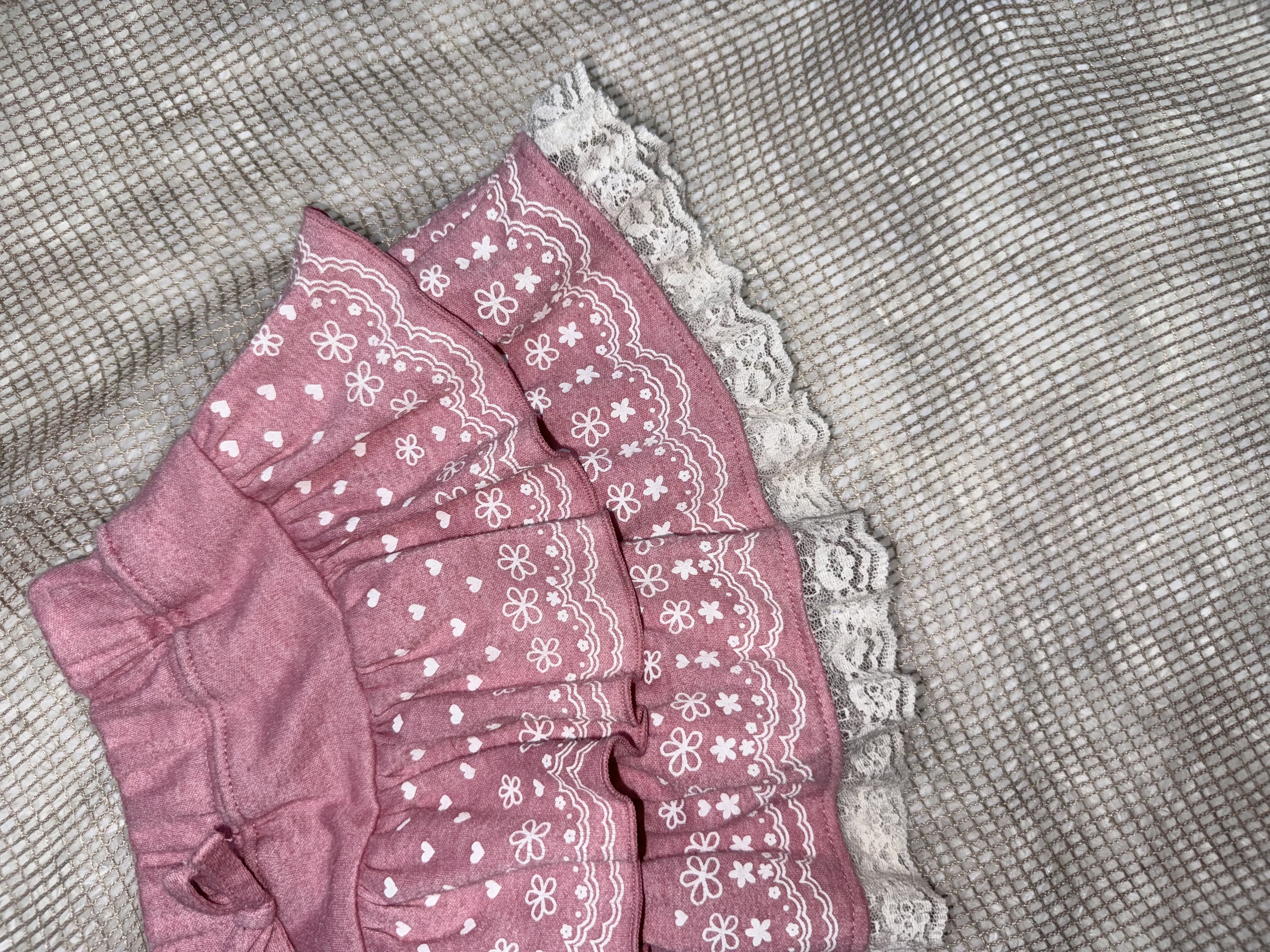 Pink Embroidered Lace Floral Mini Skirt