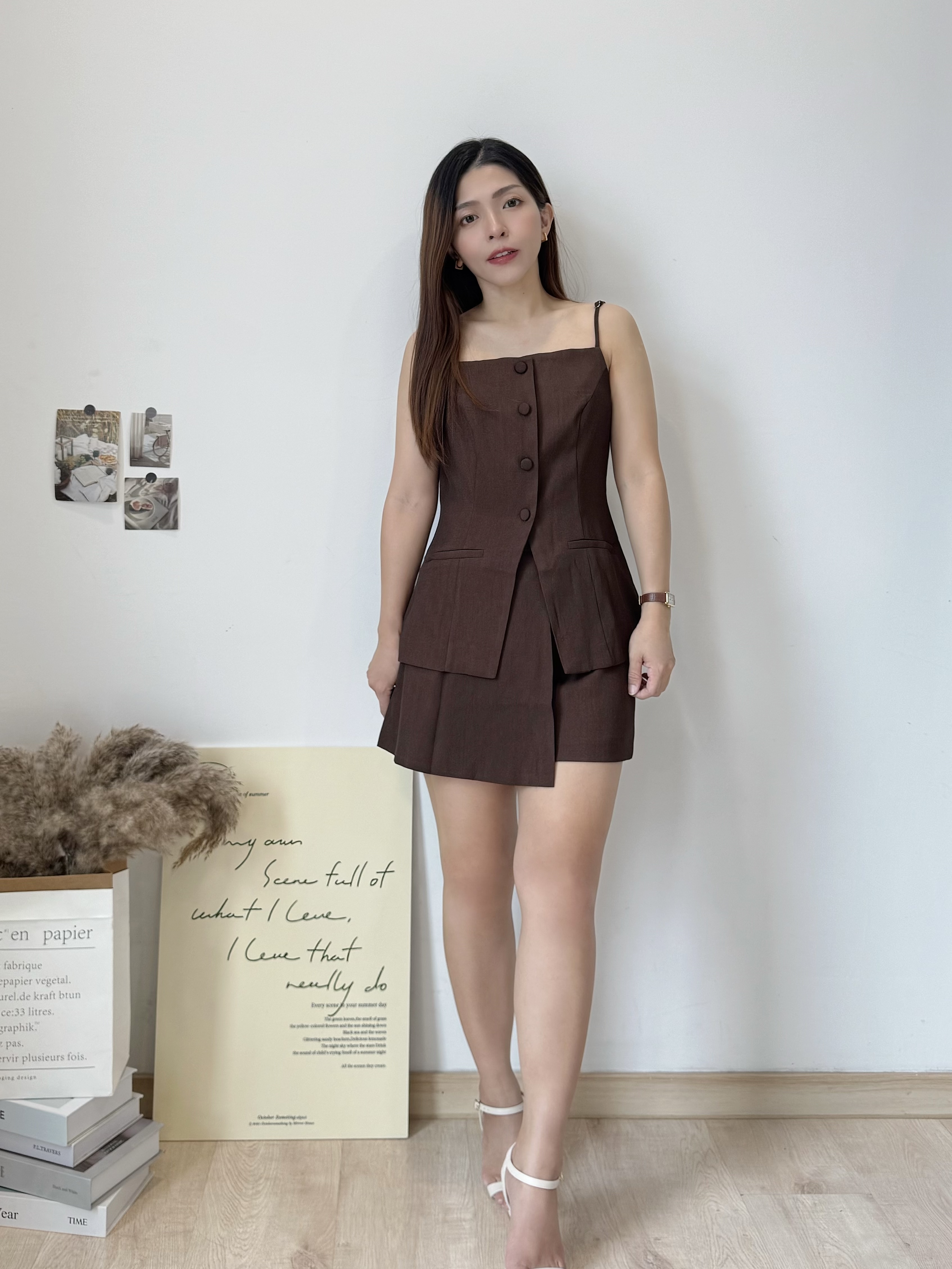 French Tailored Cami Set 法式收腰吊带西装裤裙套装 ( 3 colours )