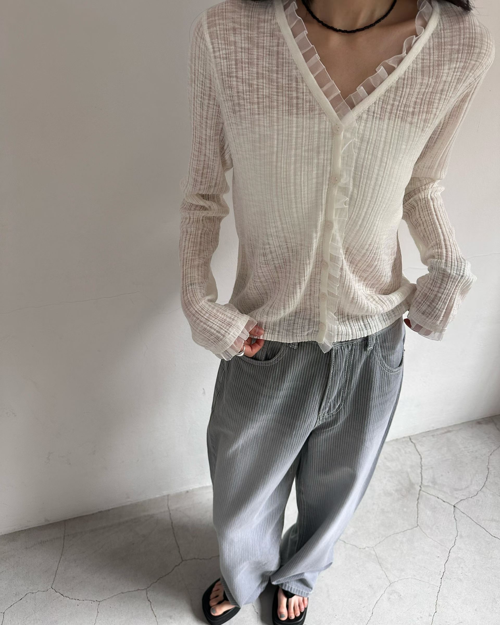 優雅荷葉邊針織Cardigan 