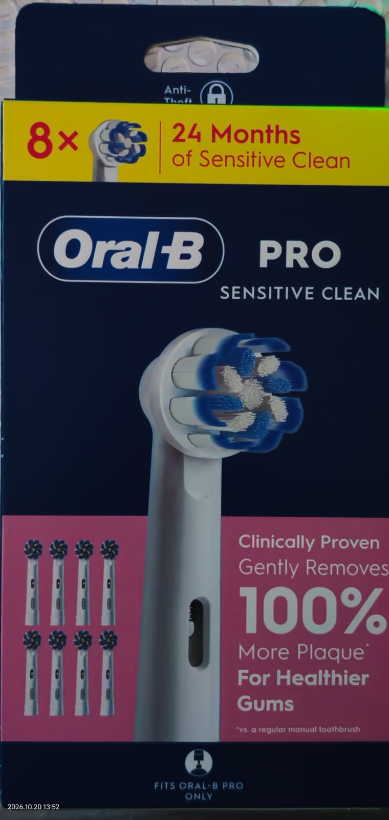 Oral B EB60 PRO 敏感 溫和清潔電動牙刷頭 8 件裝 白色 EB60X-8 Pro Sensitive Clean Electric Toothbrush Heads 8 Pack WHITE