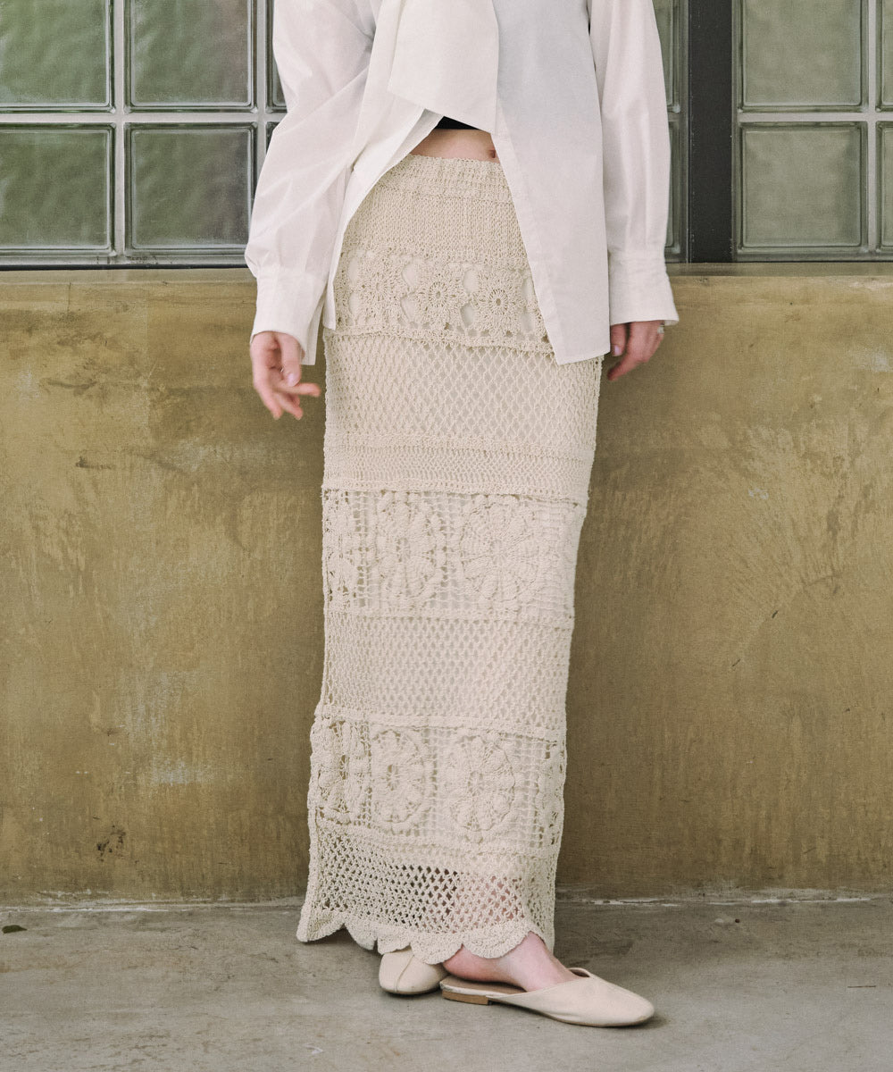 <JP> Premium 鉤針編織花花半裙* 3色入 <預購>