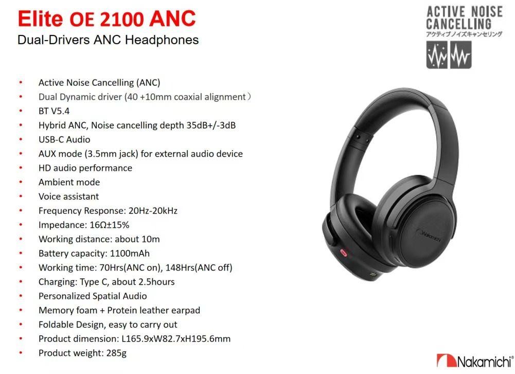 Nakamichi Elite OE2100 ANC頭戴式耳機