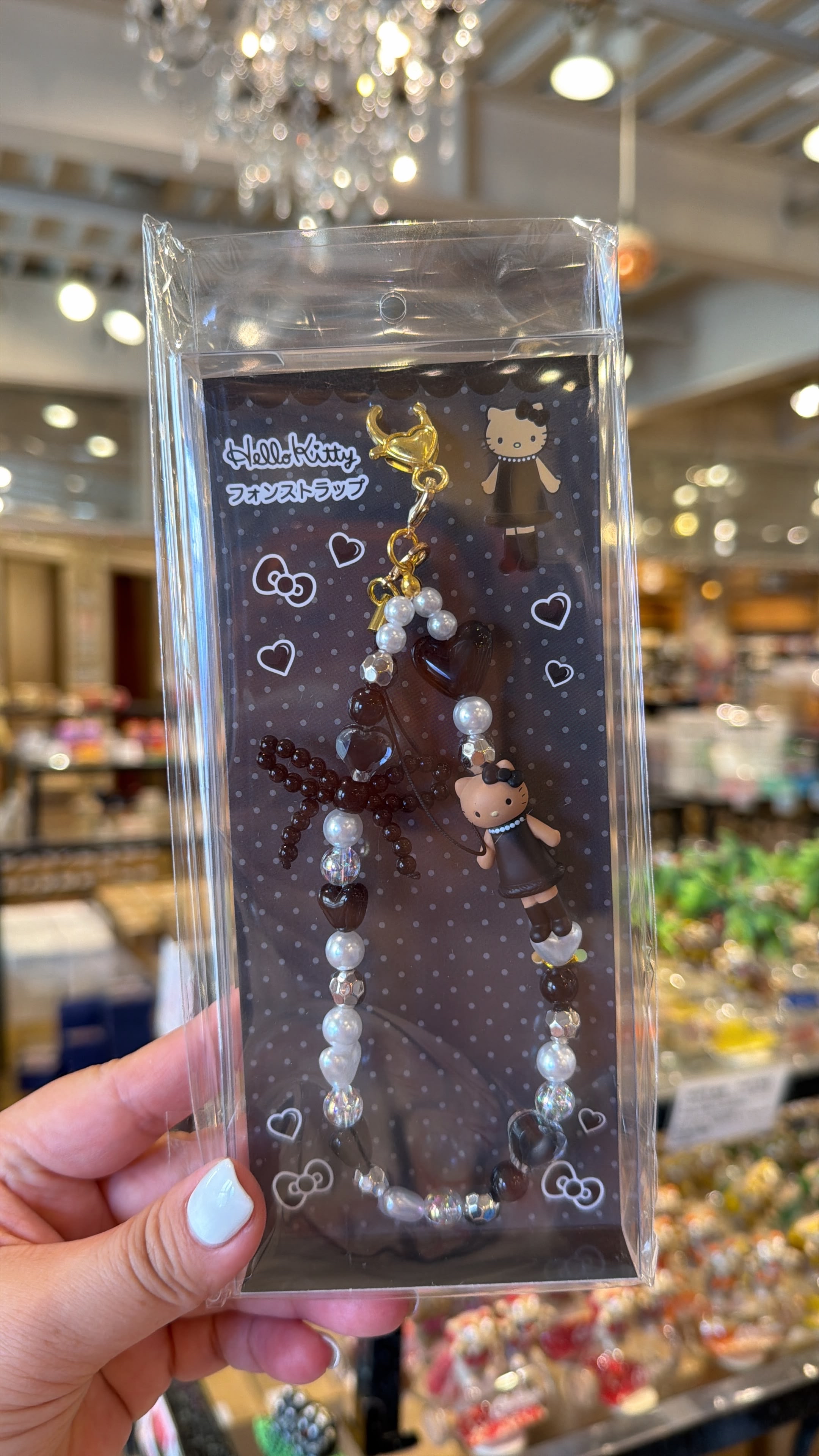 Hello Kitty黑皮長腿電話繩