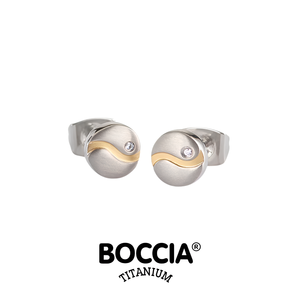 Boccia Titanium 05028-04 鈦金屬 / 鍍金 / 鑽石耳環