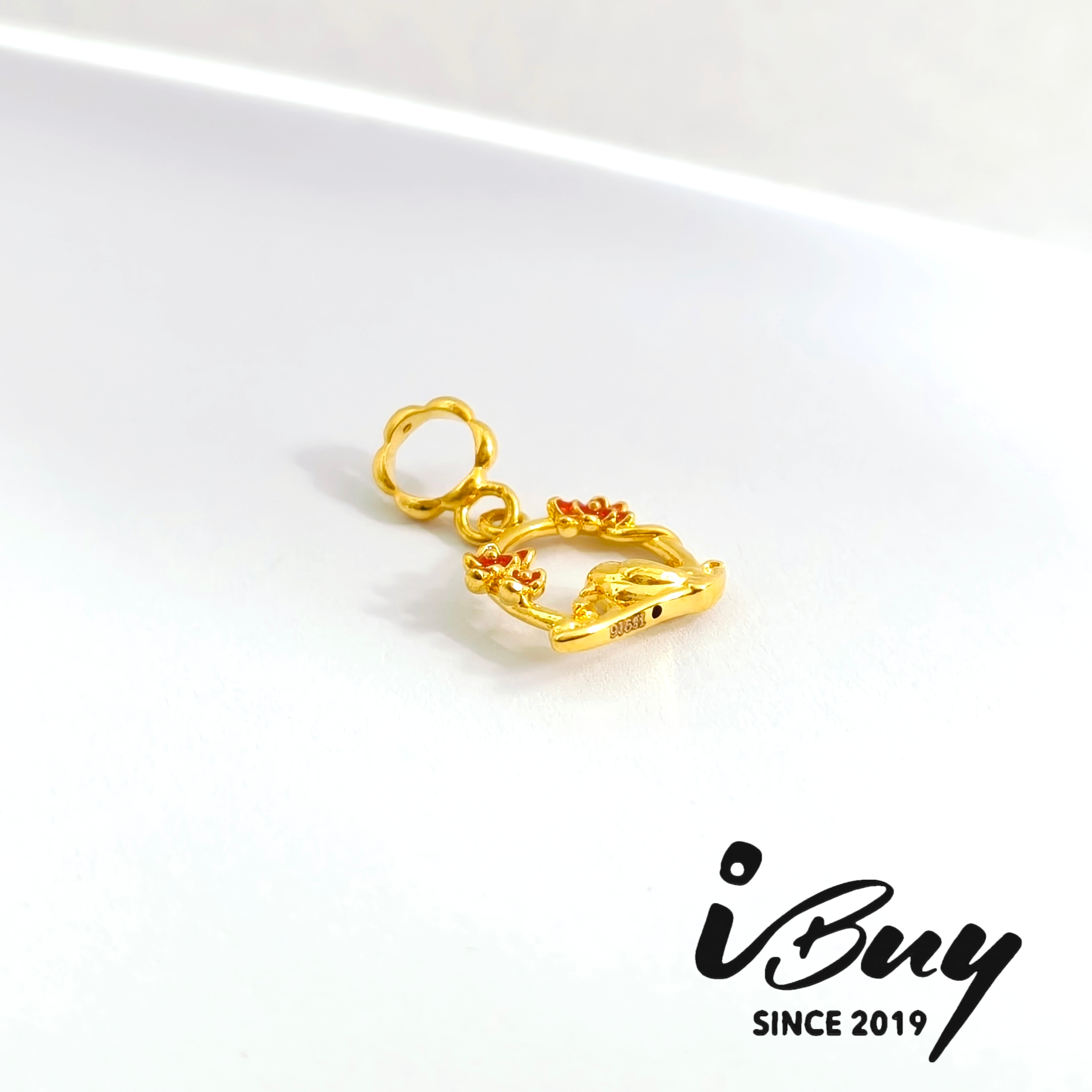 916 HARD GOLD BIRDSONG AND FLORAL FRAGRANCE ORANGE-REN CHARM BEAD 916 硬金 橘红色鸟语花香 串咀