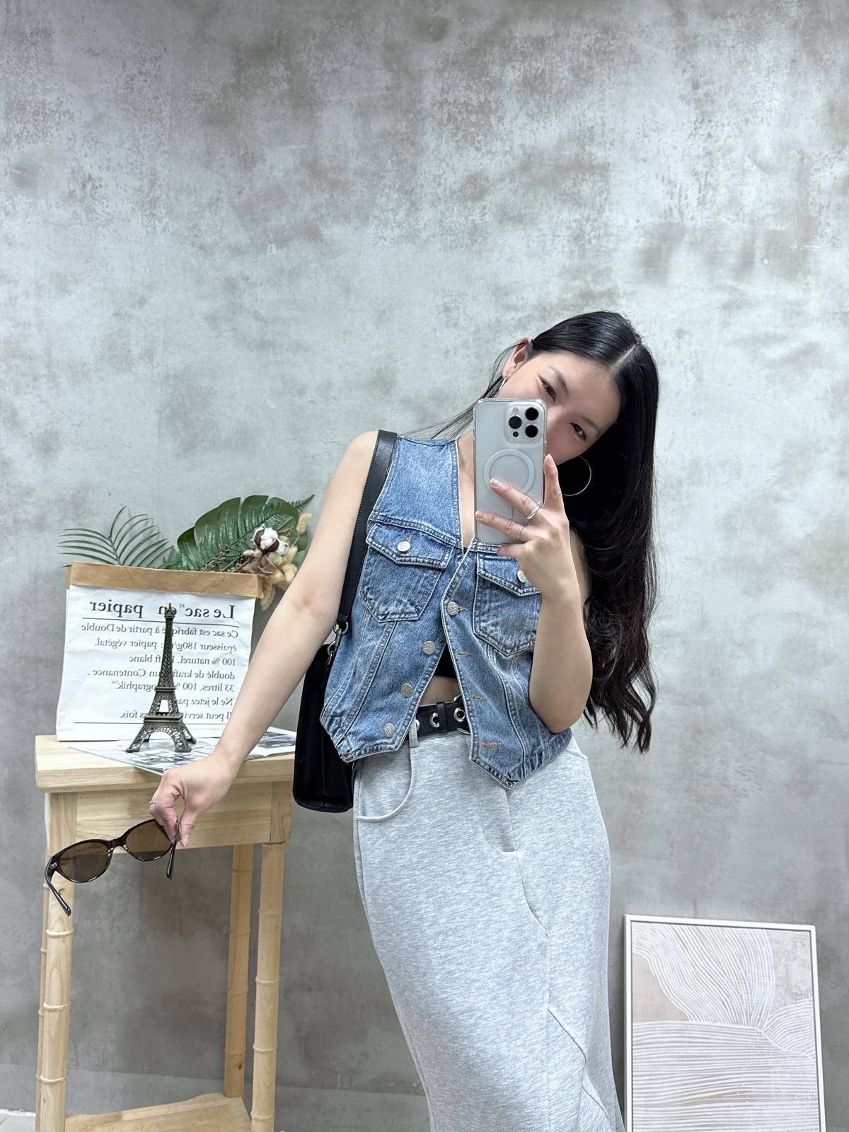 V領牛仔背心馬甲