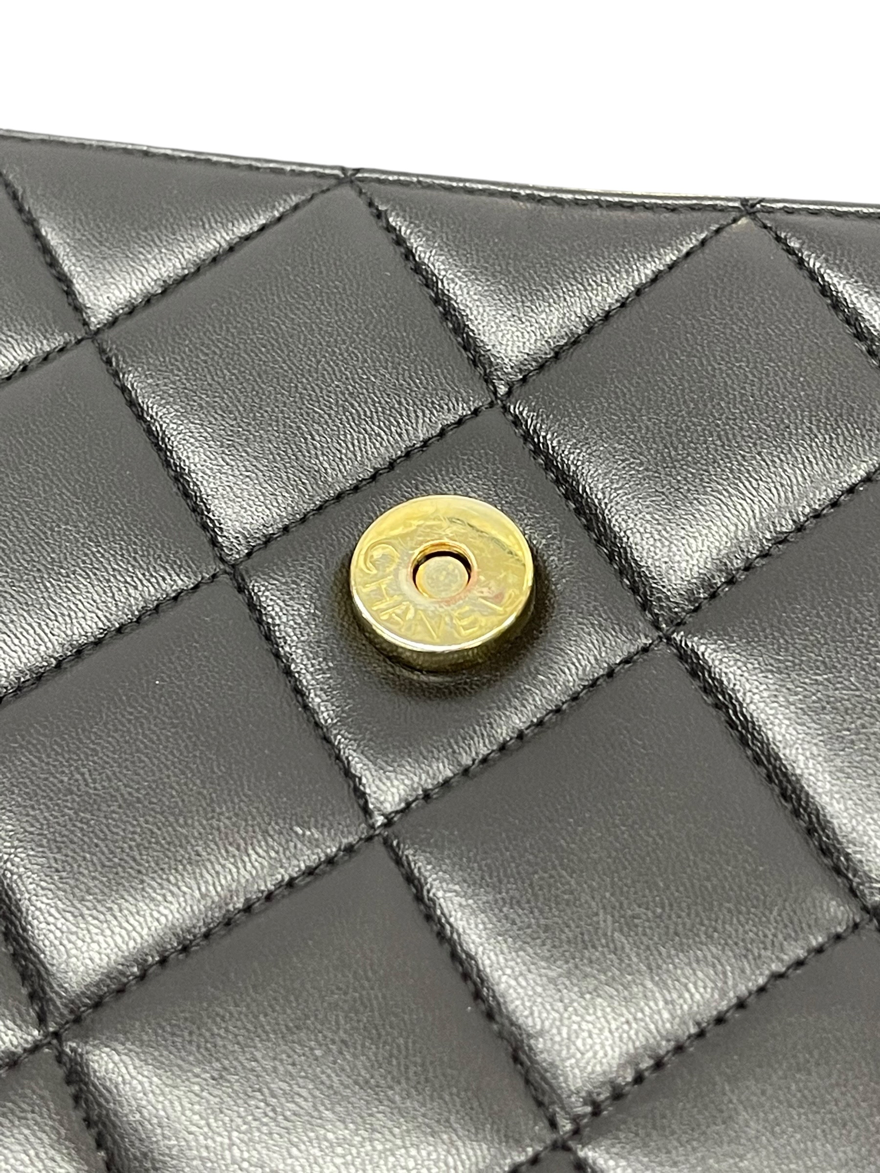 Pre-Owned CHANEL Black Covered CC Quilted Flap Bag Lambskin / Product Code:081310